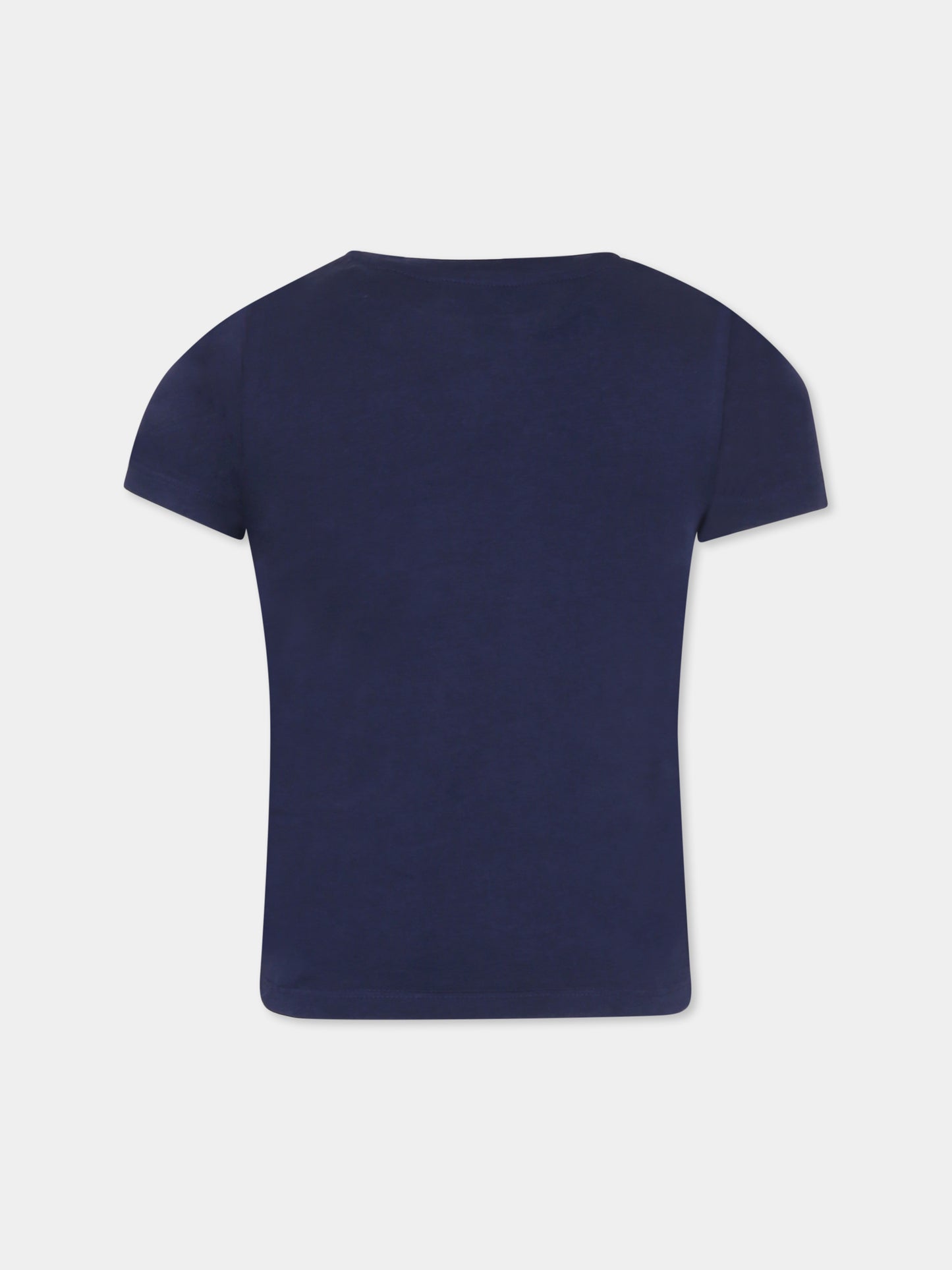 T-shirt blu per bambina con logo,Michael Kors,R30314 849