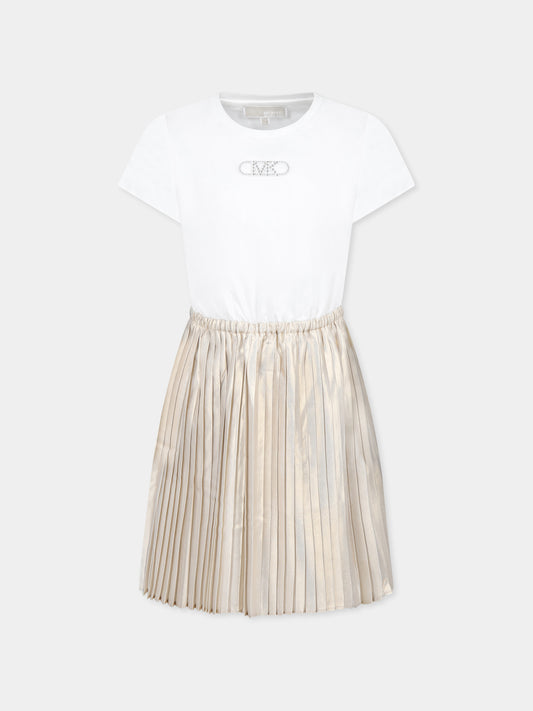 Vestito oro per bambina con logo,Michael Kors,R30343 N81