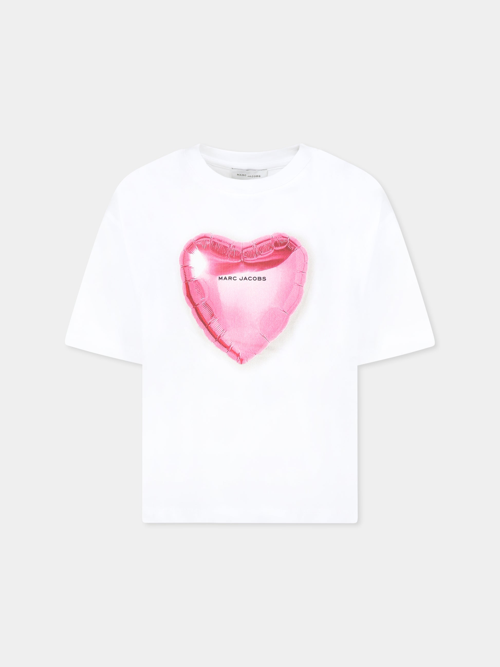 T-shirt bianca per bambina con cuore,Marc Jacobs,W60545 10P