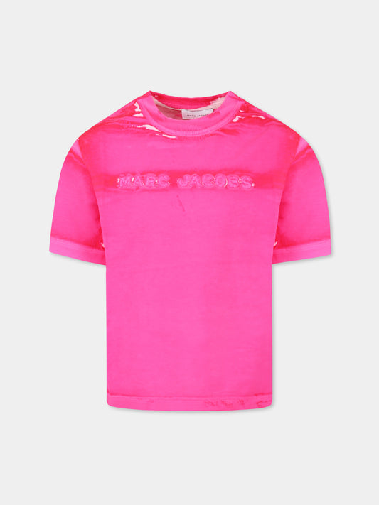 T-shirt fucsia per bambina con logo,Marc Jacobs,W60446 47M