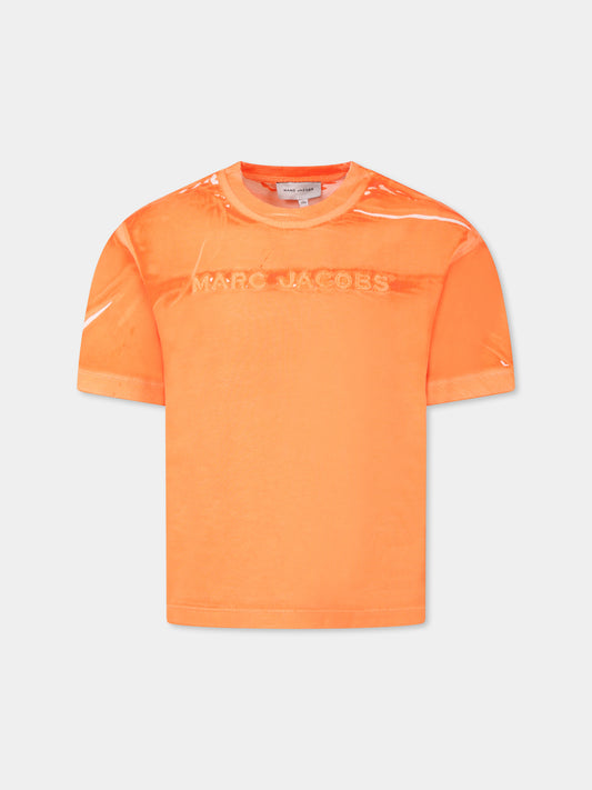 T-shirt arancione per bambini con logo,Marc Jacobs,W60446 406