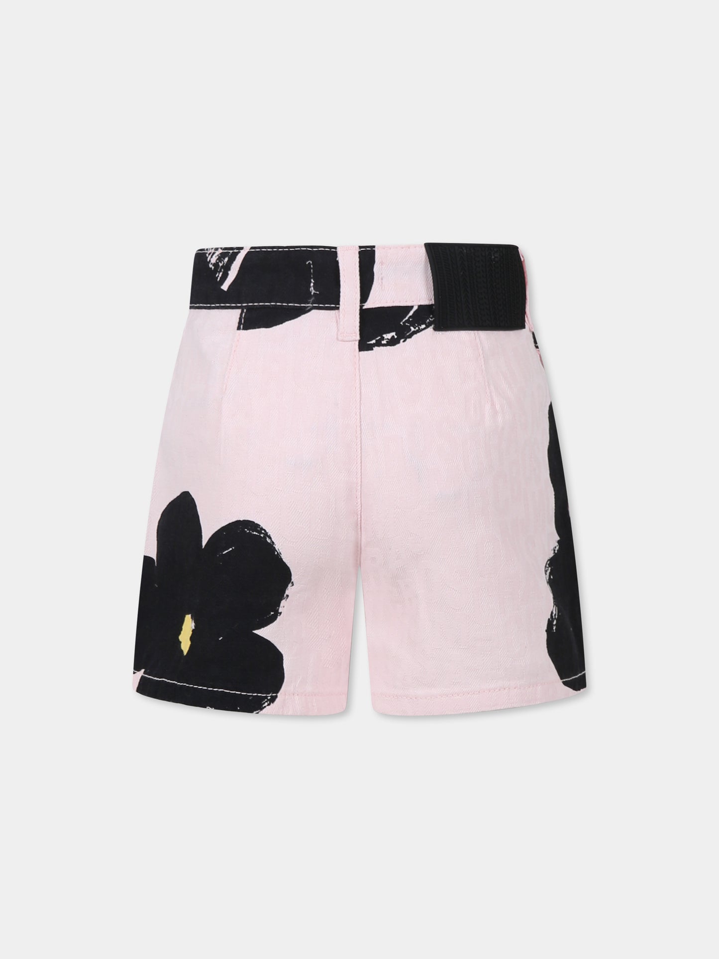 Shorts rosa per bambina con log e fiore all over,Marc Jacobs,W60543 475