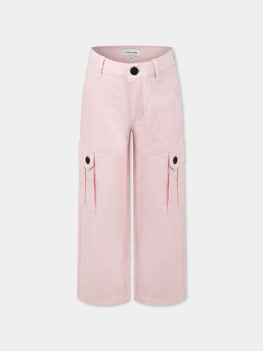Pink trousers for girl with logo