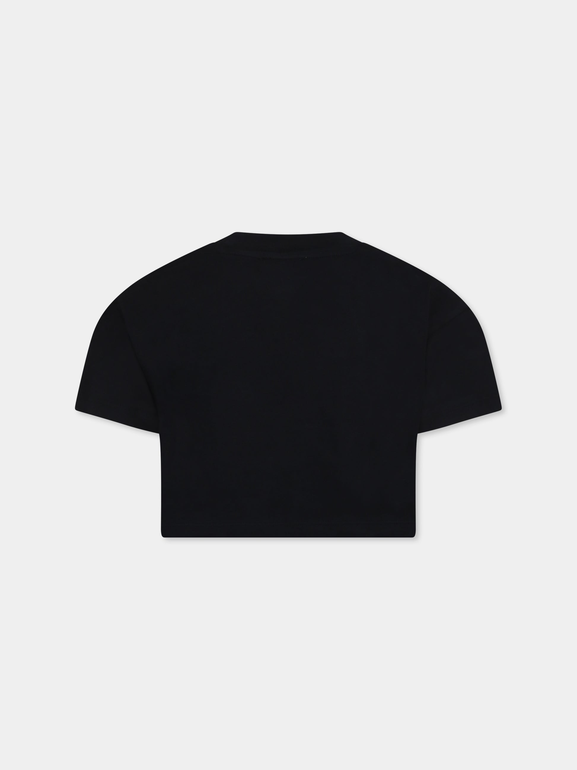 T-shirt crop nera per bambina con logo,Marc Jacobs,W60461 09B