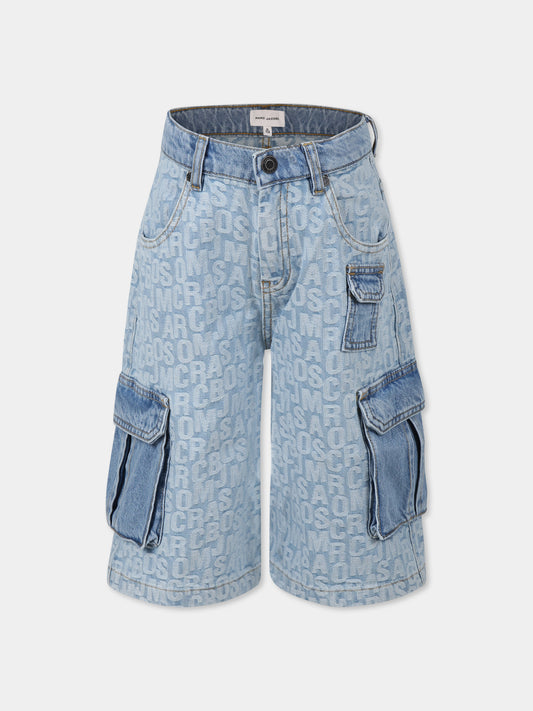 Shorts denim per bambino con logo,Marc Jacobs,W60489 Z10