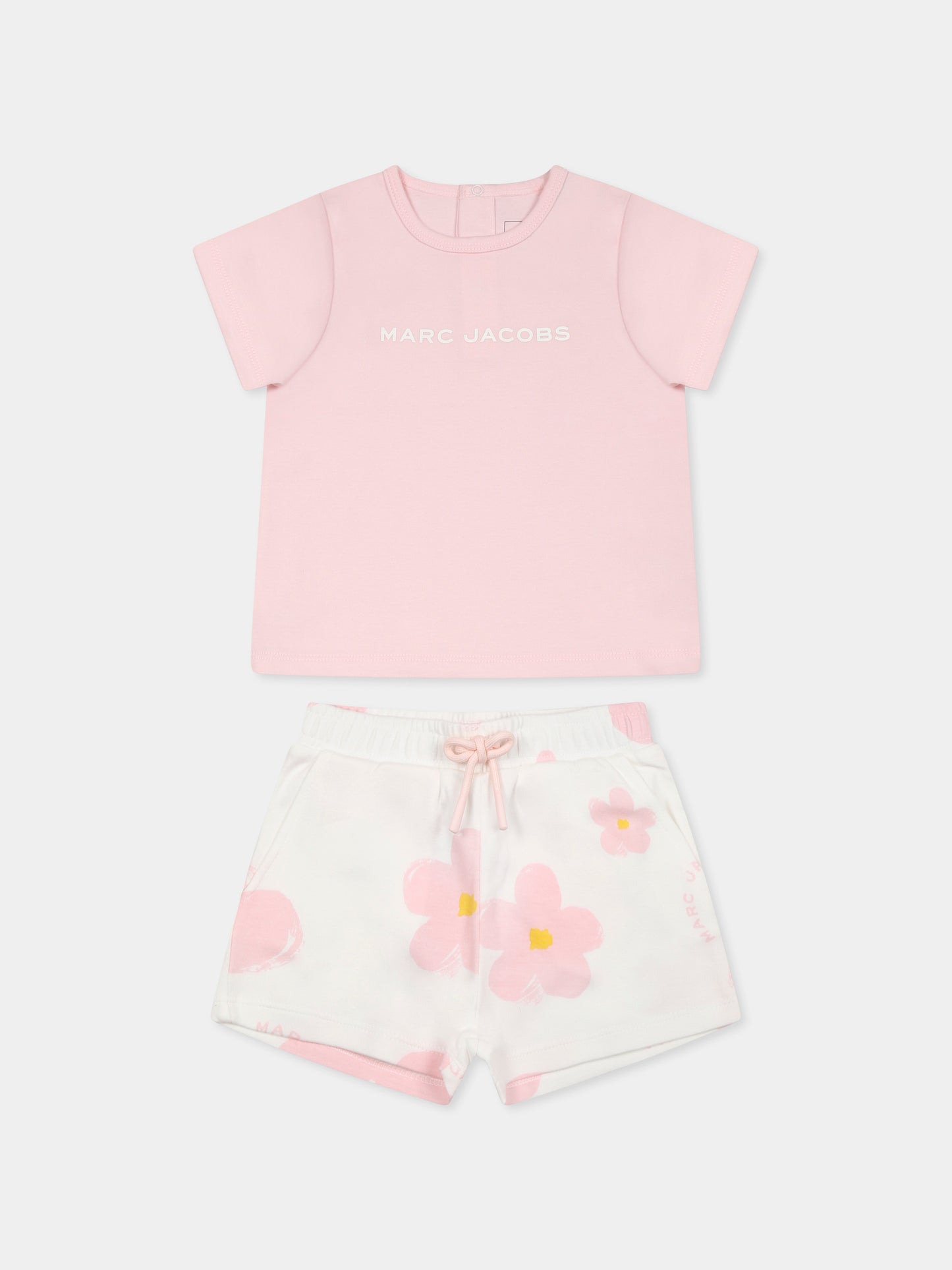 Completo rosa per neonata con logo e fiori,Marc Jacobs,W60517 475