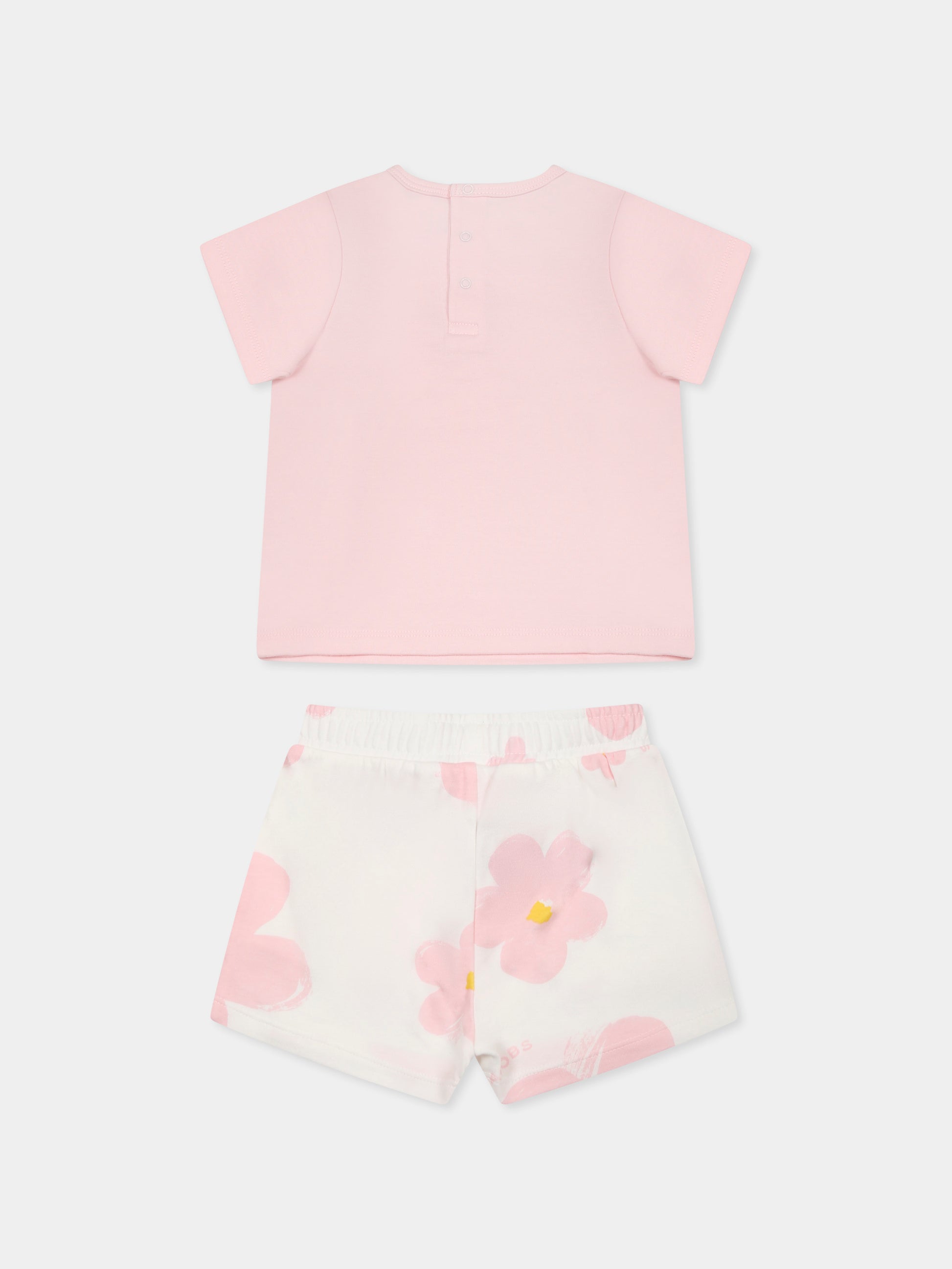 Completo rosa per neonata con logo e fiori,Marc Jacobs,W60517 475