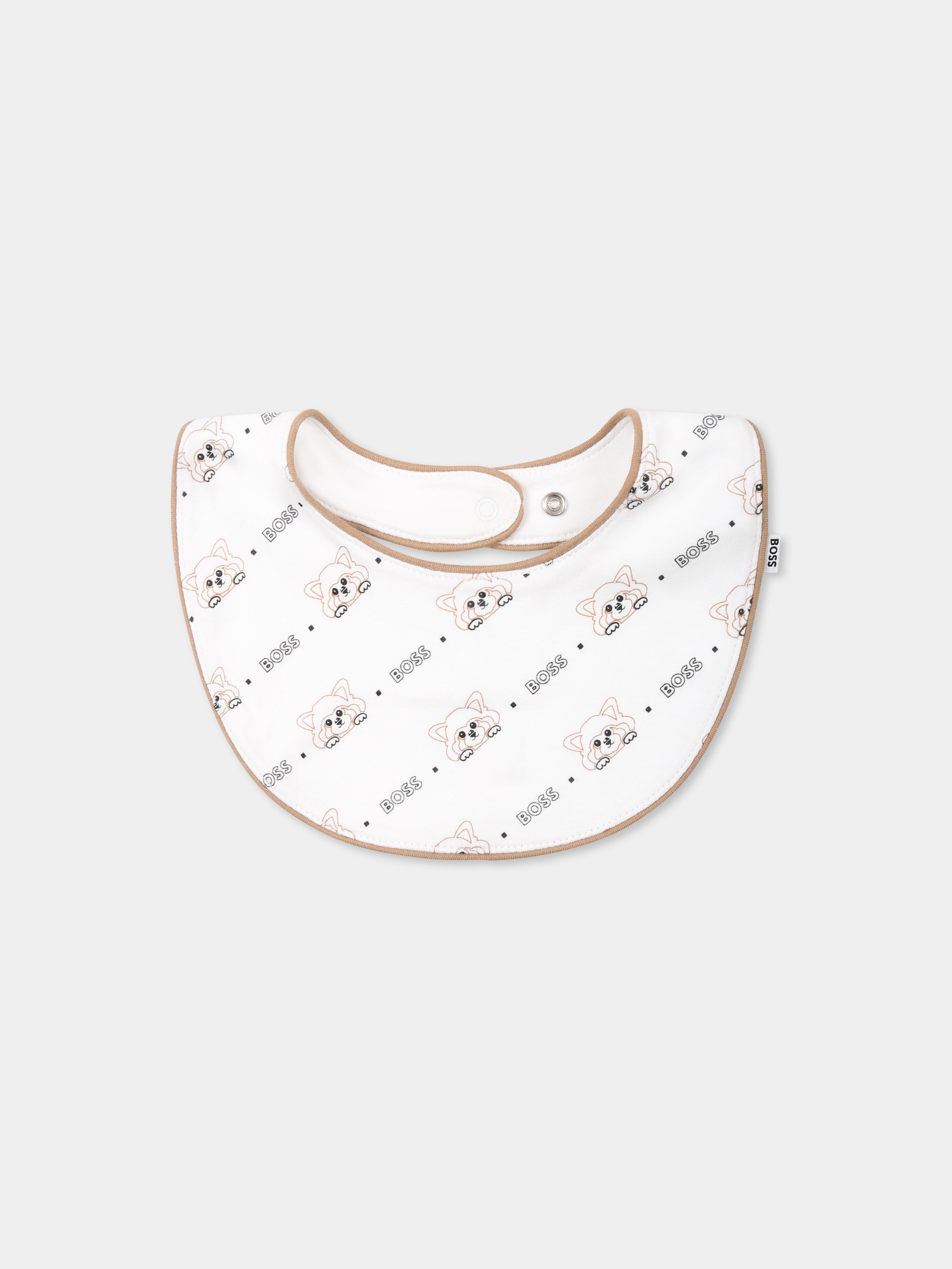 Set body bianco per neonato con logo e panda all-over,Boss,J52177 10P