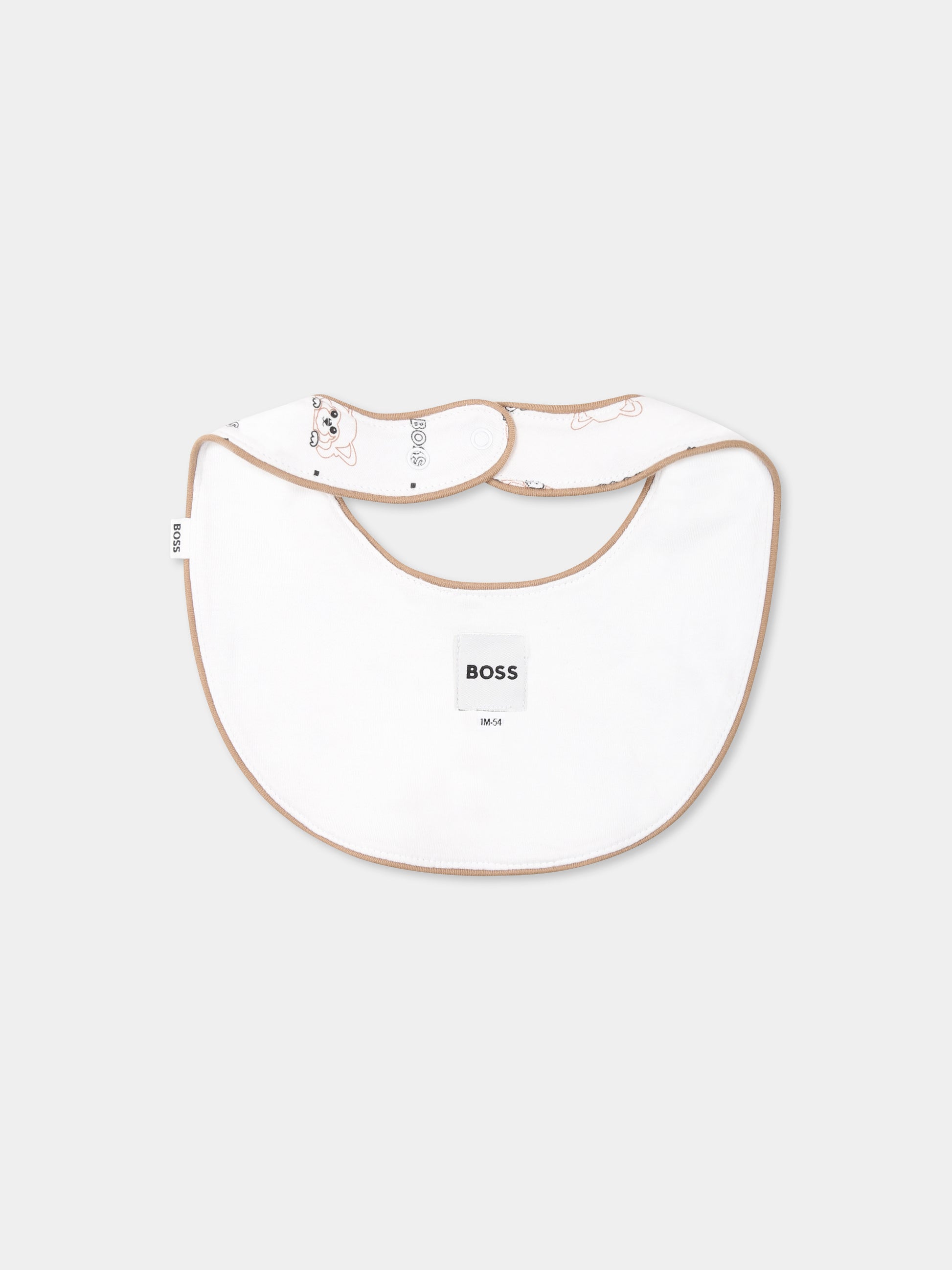 Set body bianco per neonato con logo e panda all-over,Boss,J52177 10P