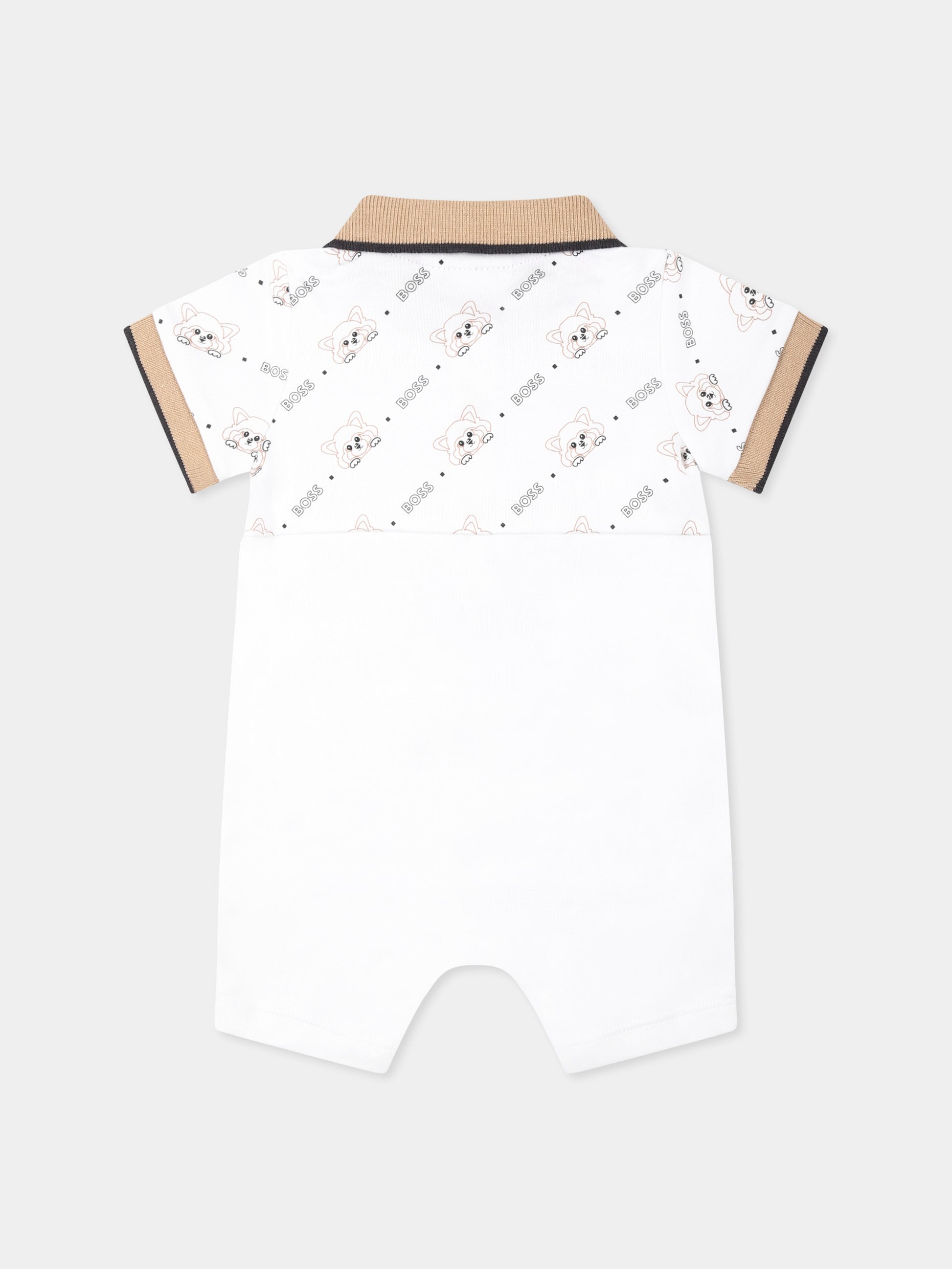 Pagliaccetto bianco per neonato con logo e panda,Boss,J52206 10P