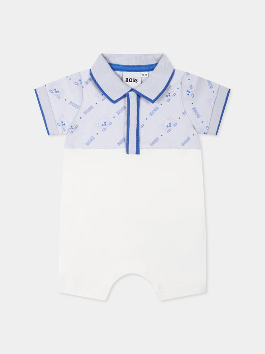 Pagliaccetto bianco per neonato con logo e panda,Boss,J52206 771