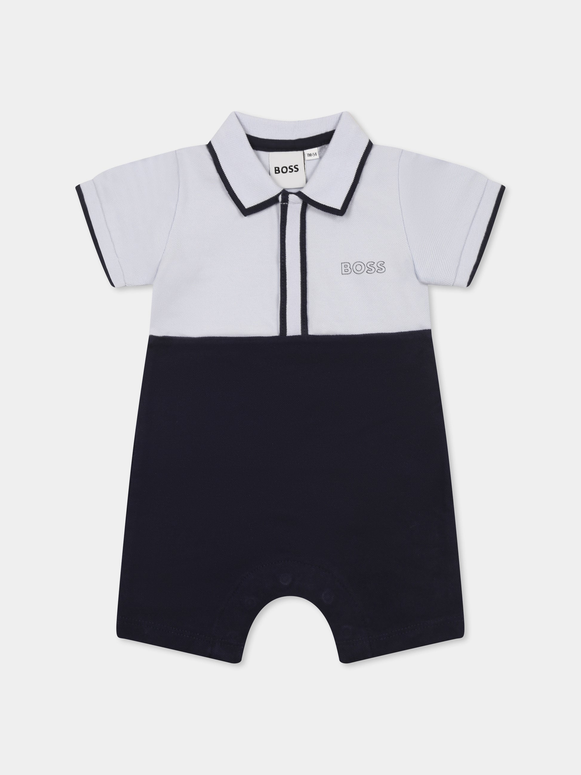 Pagliaccetto blu per neonato con logo,Boss,J52207 849