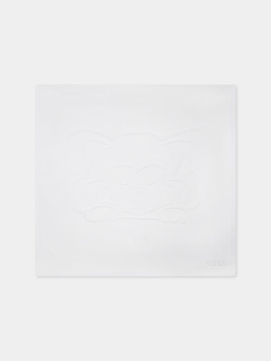 White blanket for baby boy with panda