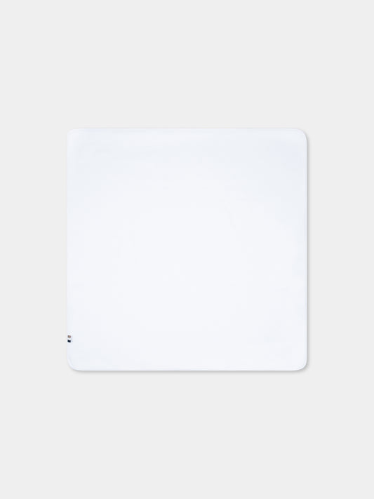 White blanket for baby boy with logo