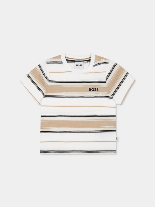 T-shirt bianca per neonato con logo,Boss,J52116 249