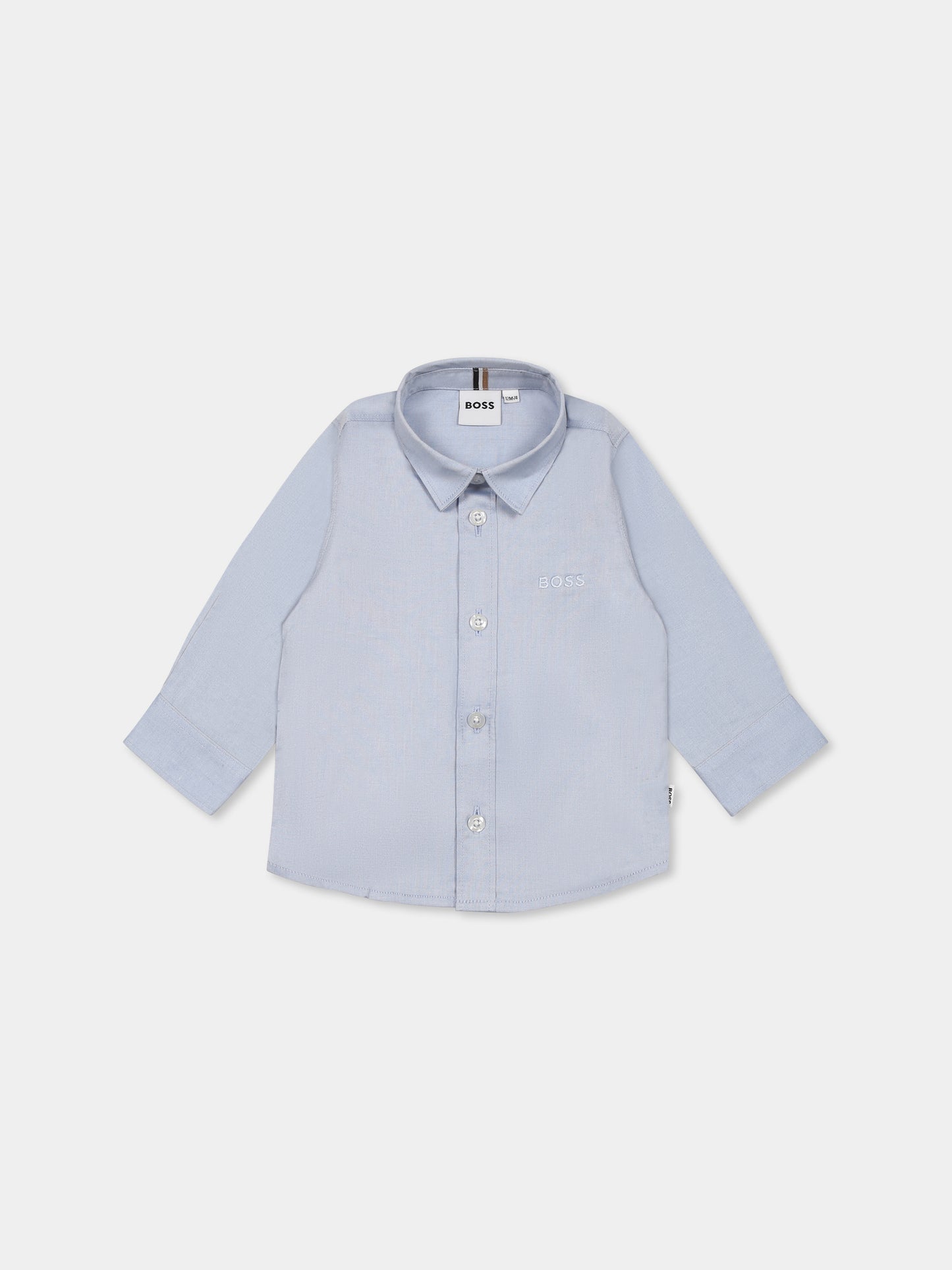 Camicia celeste per neonato con logo,Boss,J52087 77D