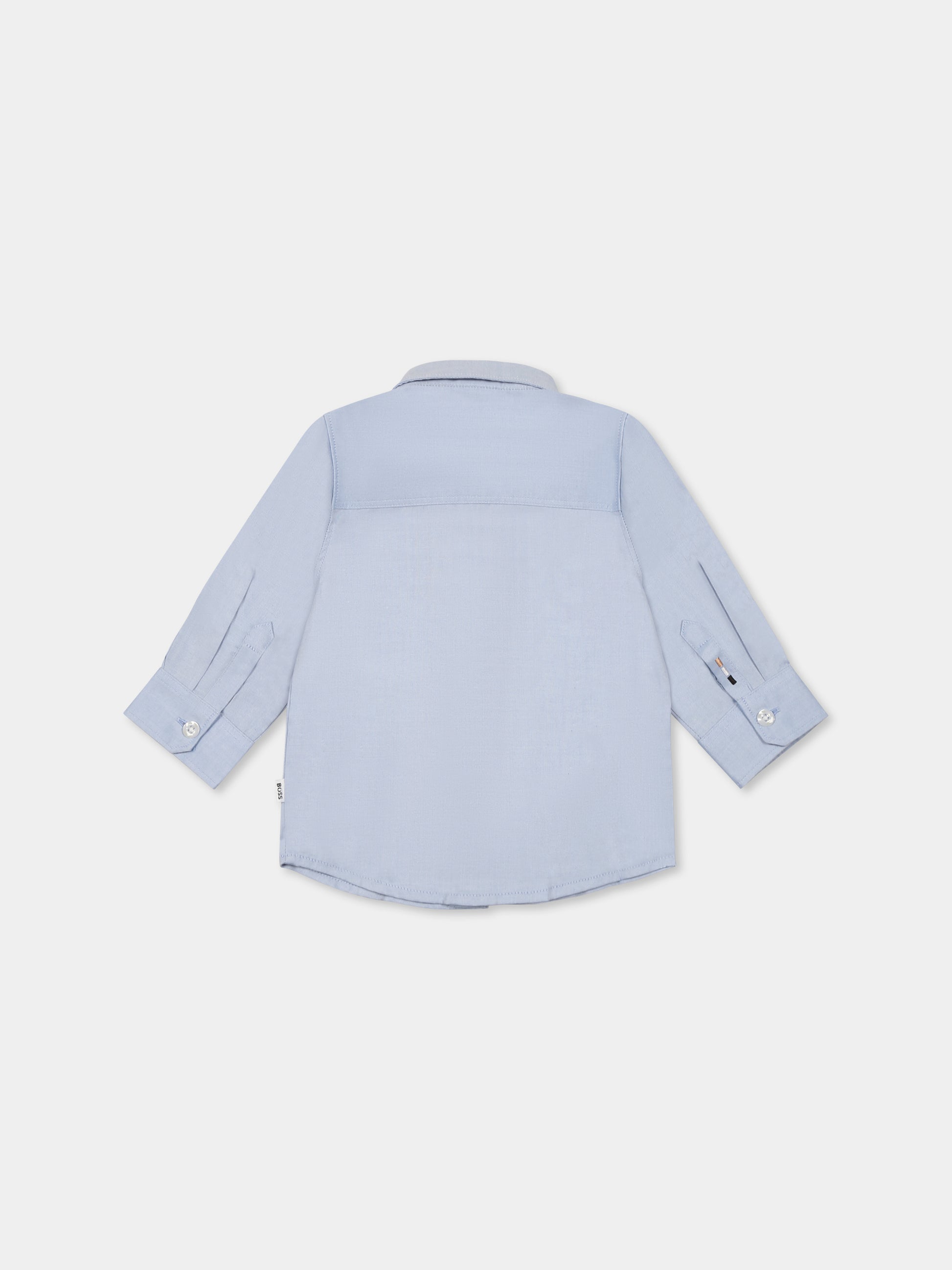 Camicia celeste per neonato con logo,Boss,J52087 77D