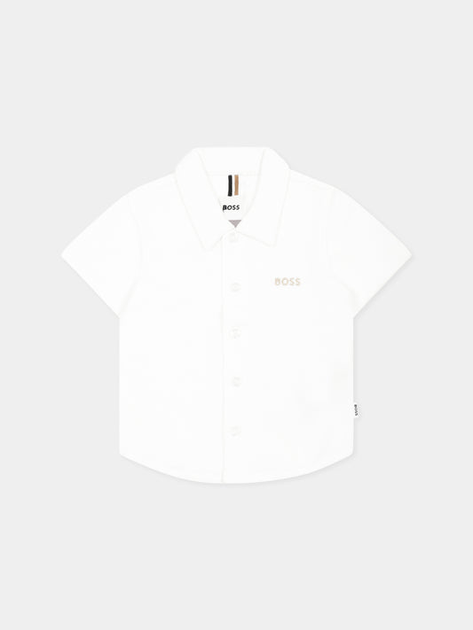 Camicia bianca per neonato con logo,Boss,J52092 10P