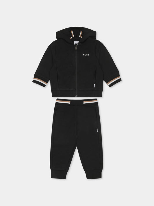 Completo nero per neonato con logo,Boss,J52126 09B