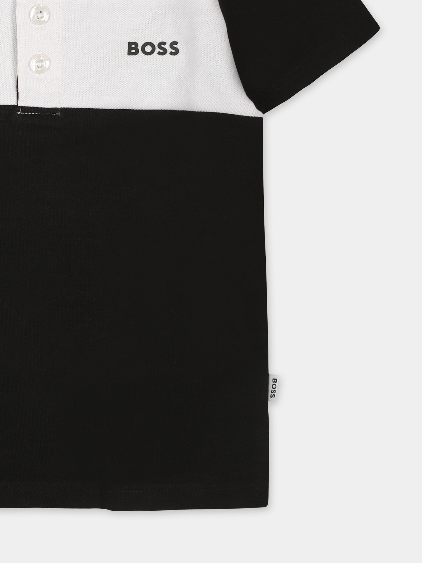 Polo nera per neonato con logo,Boss,J52098 09B