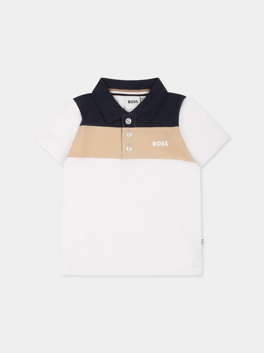 Polo bianca per neonato con logo,Boss,J52098 10P