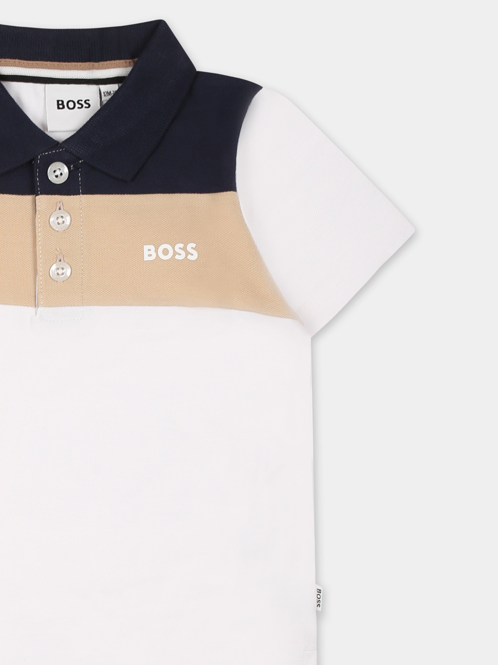Polo bianca per neonato con logo,Boss,J52098 10P