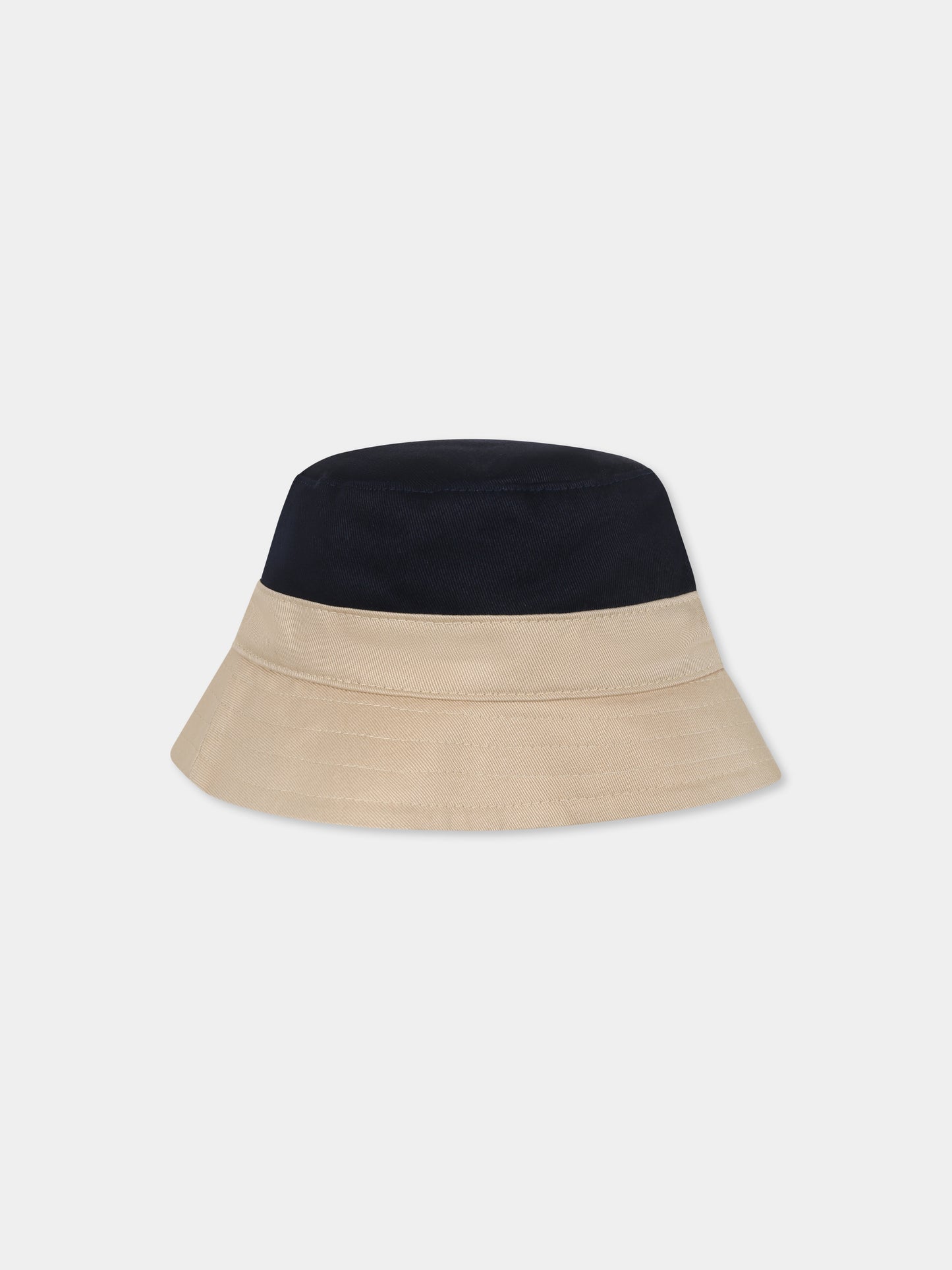 Reversible multicolor cloche for baby boy with logo