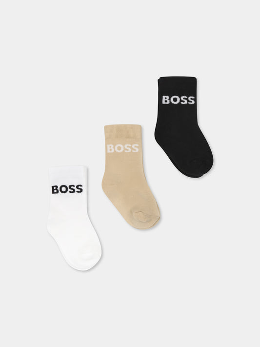 Set calzini multicolor per bambino con logo,Boss,J51745 09B
