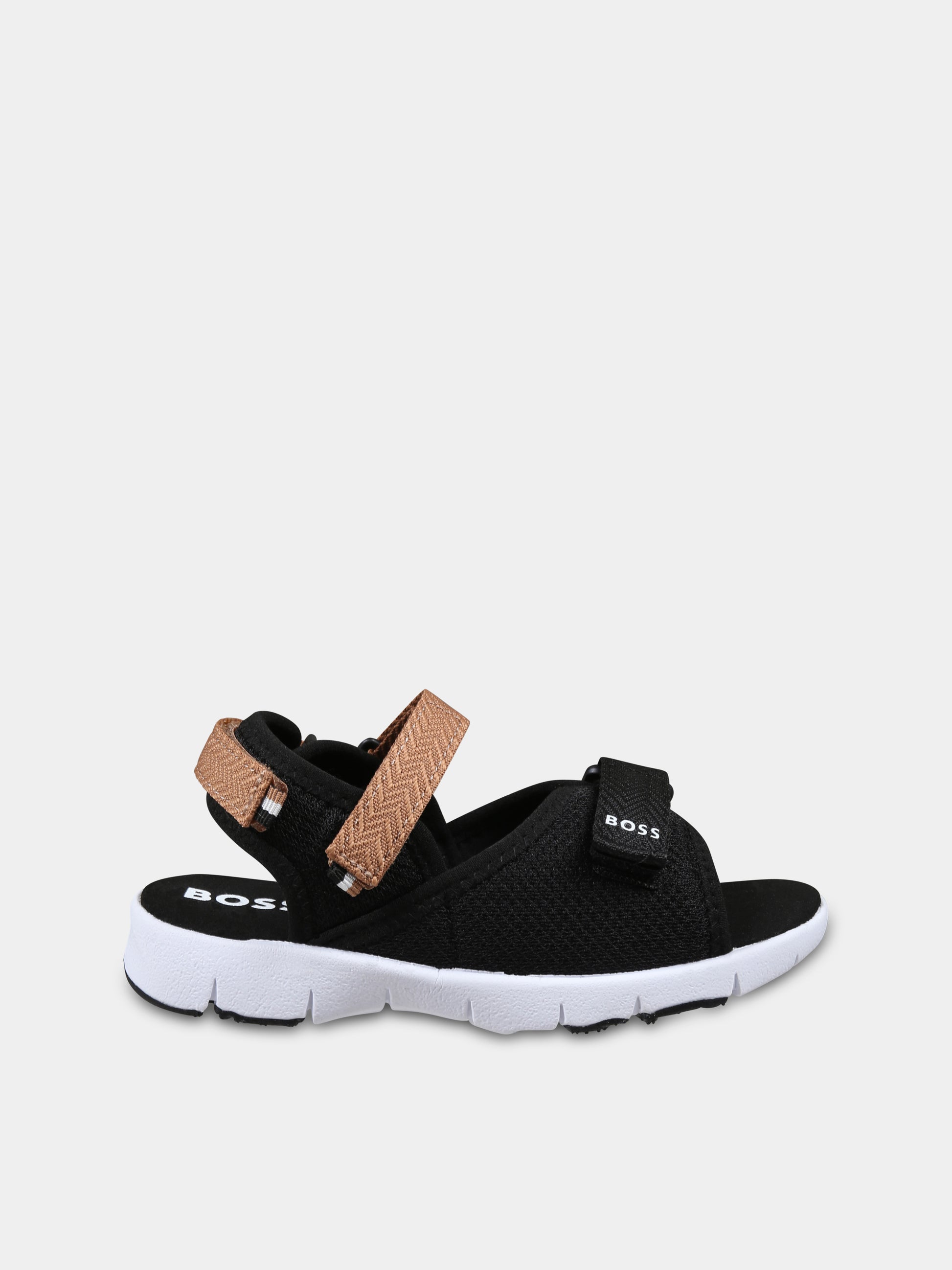 Sandali neri per bambino con logo,Boss,J52159 09B