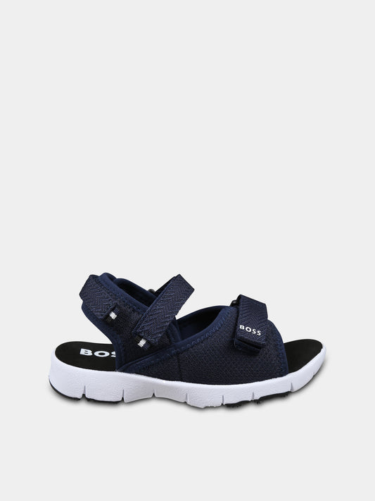 Sandali blu per bambino con logo,Boss,J51654 849