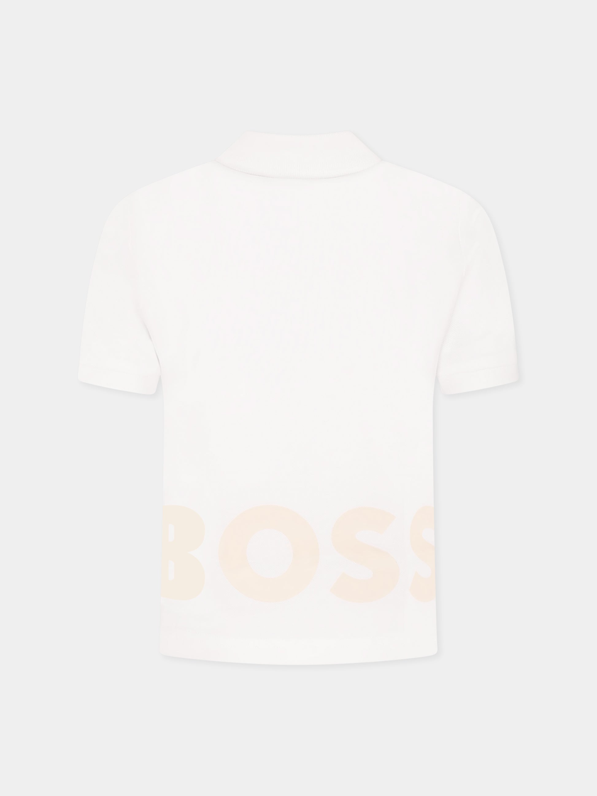 Polo bianca per bambino con logo,Boss,J52014 10P