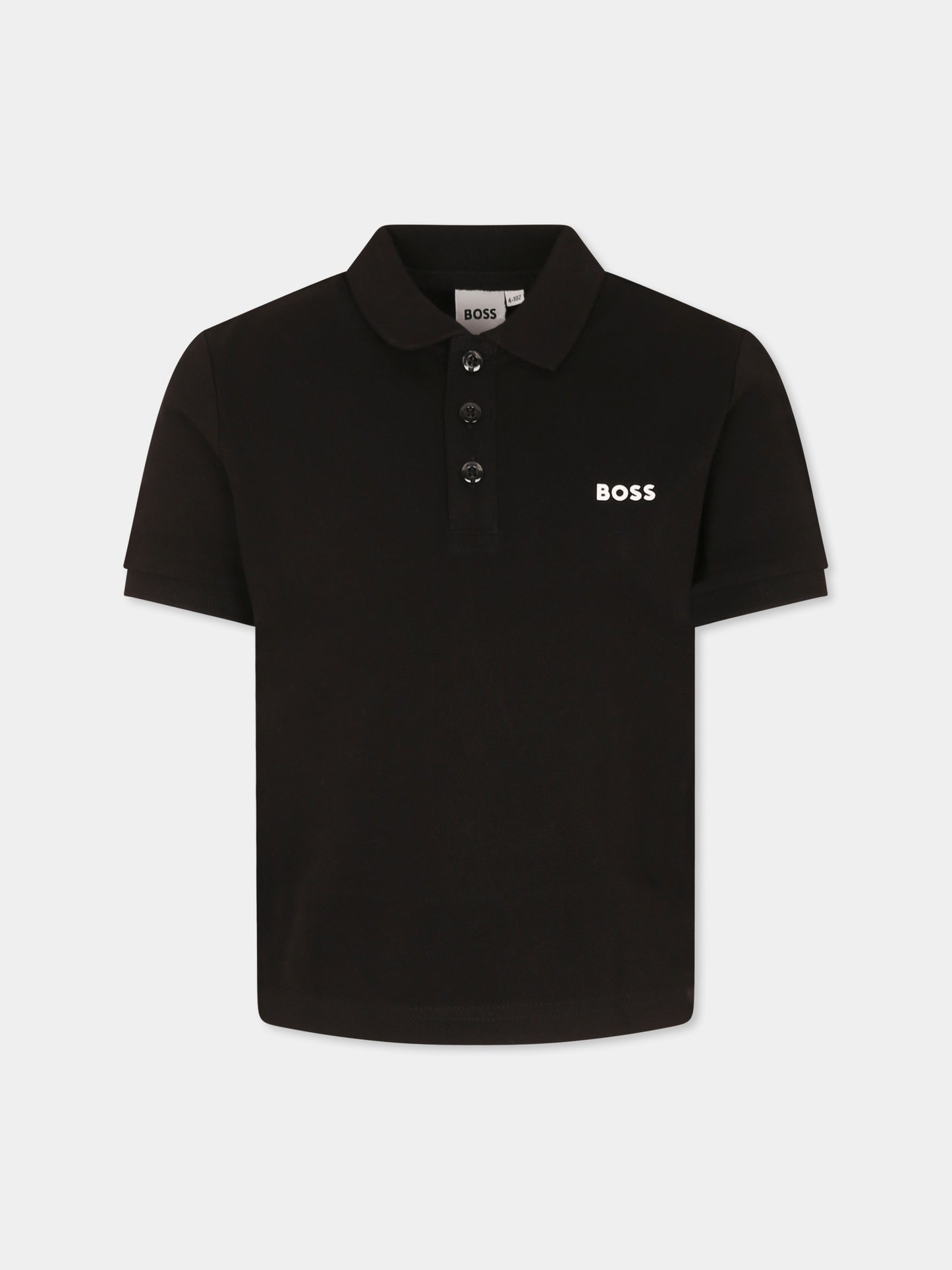 Polo nera per bambino con logo,Boss,J52014 09B
