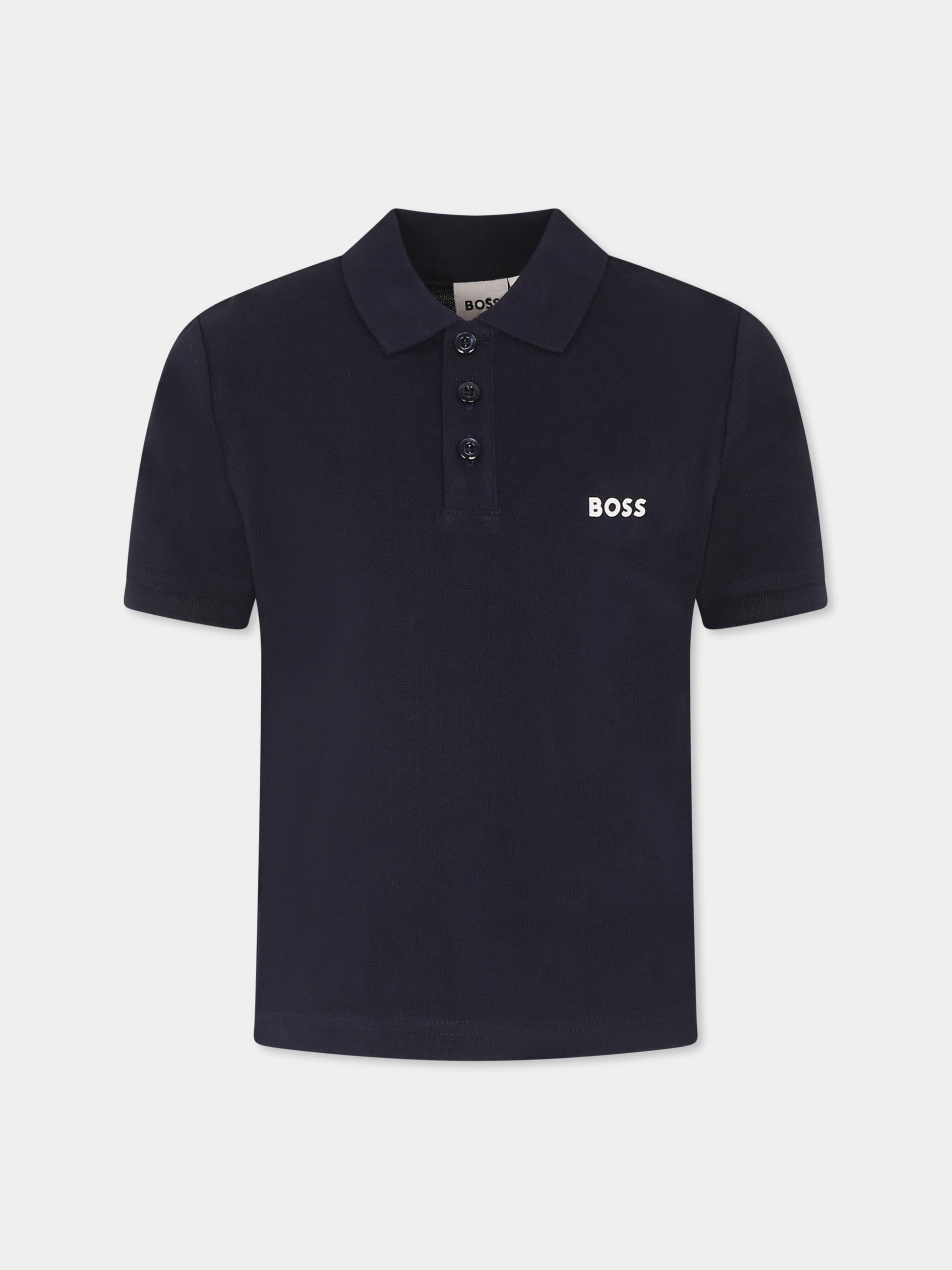 Polo blu per bambino con logo,Boss,J52014 849
