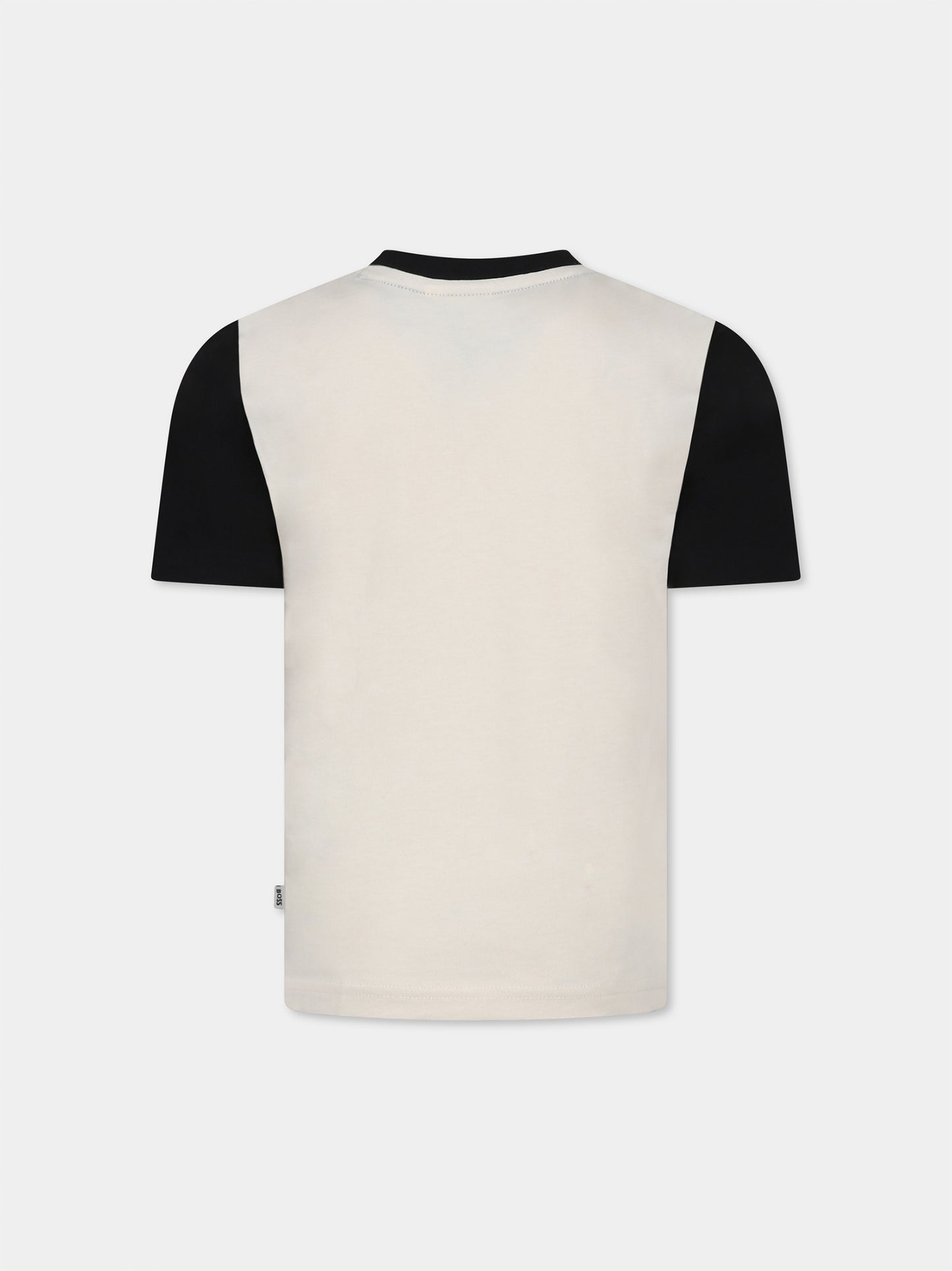 Beige t-shirt for boy with logo