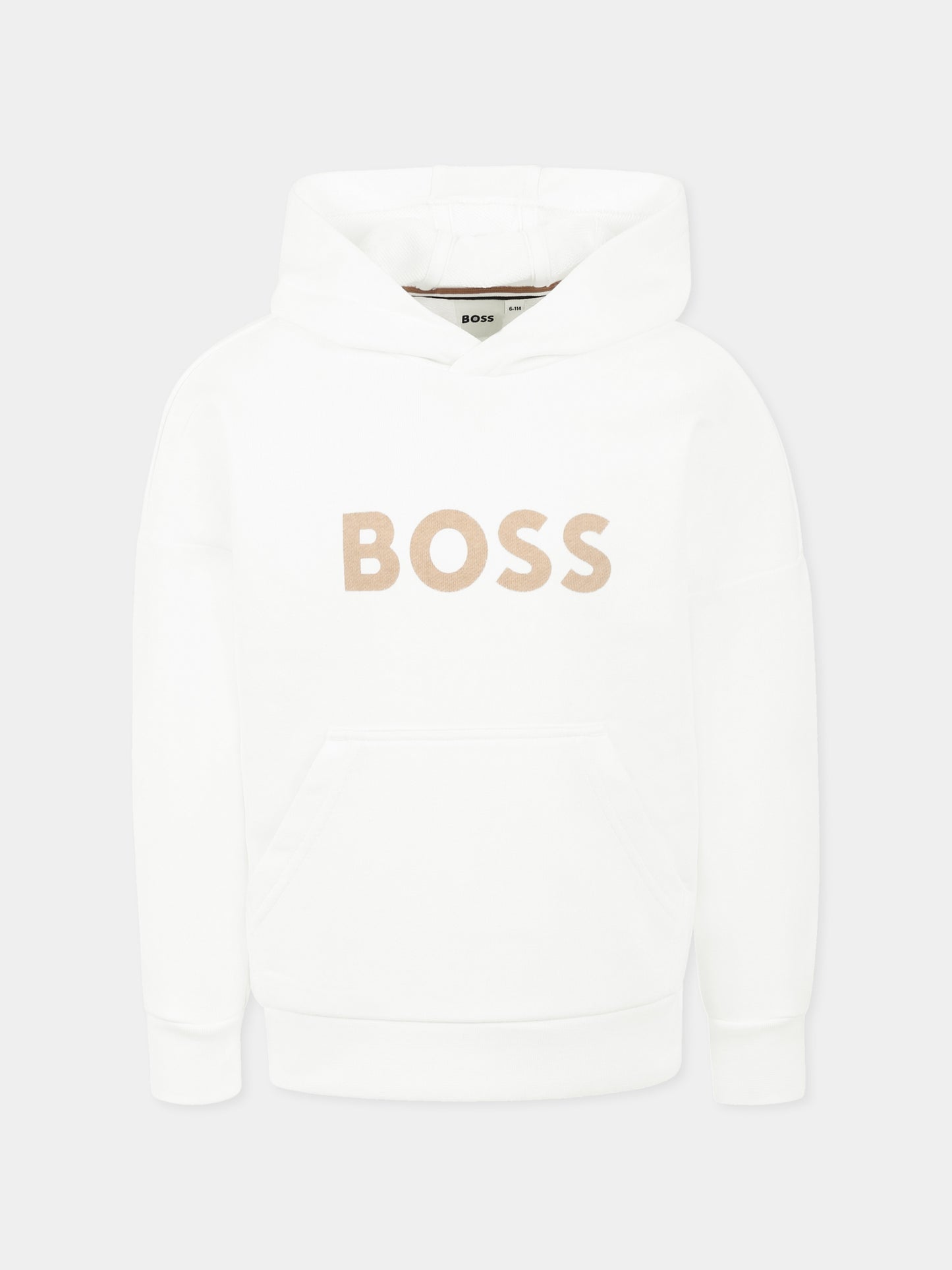 Felpa bianca per bambino con logo,Boss,J52027 10P