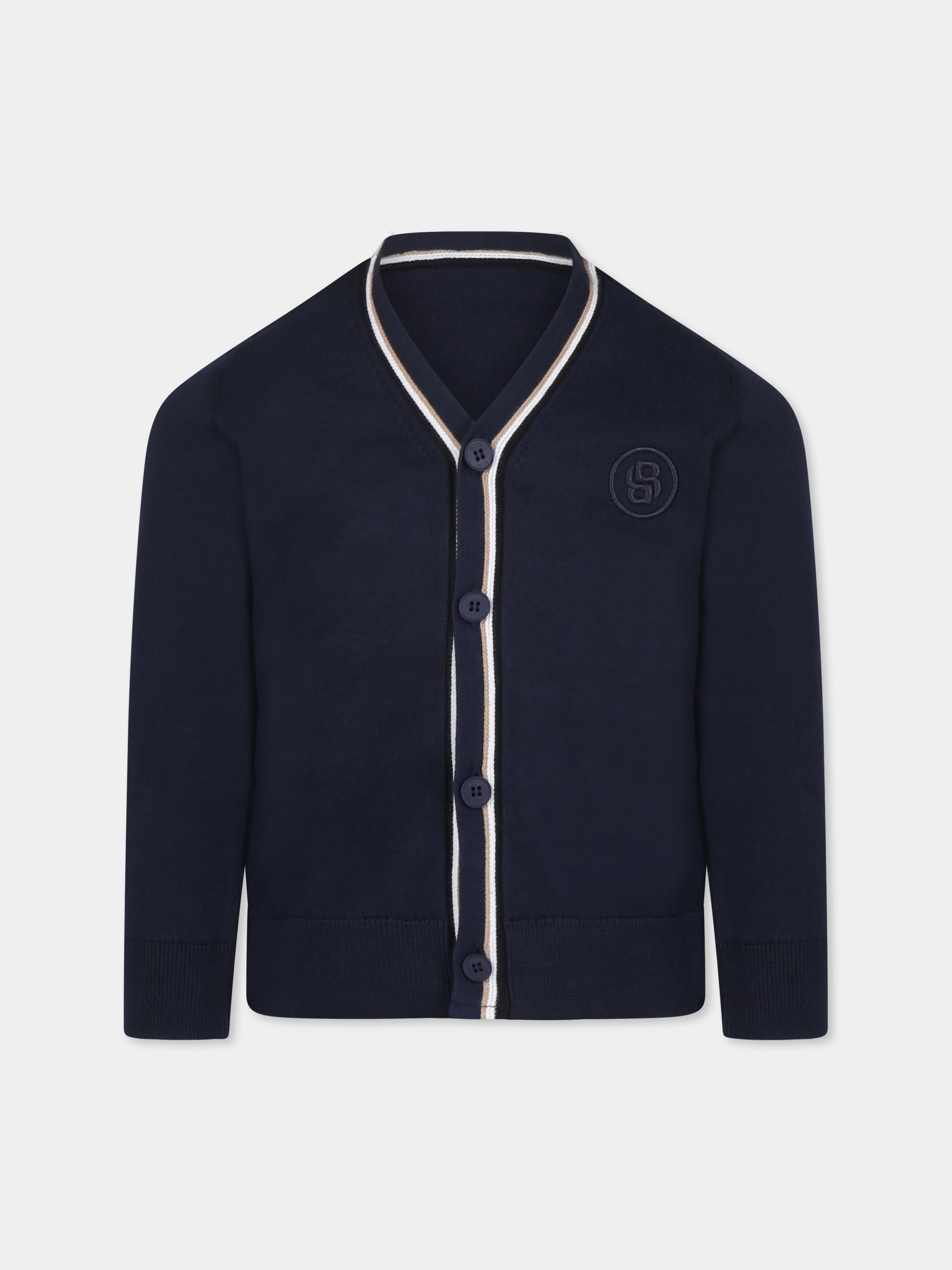 Cardigan blu per bambino con logo,Boss,J52005 849