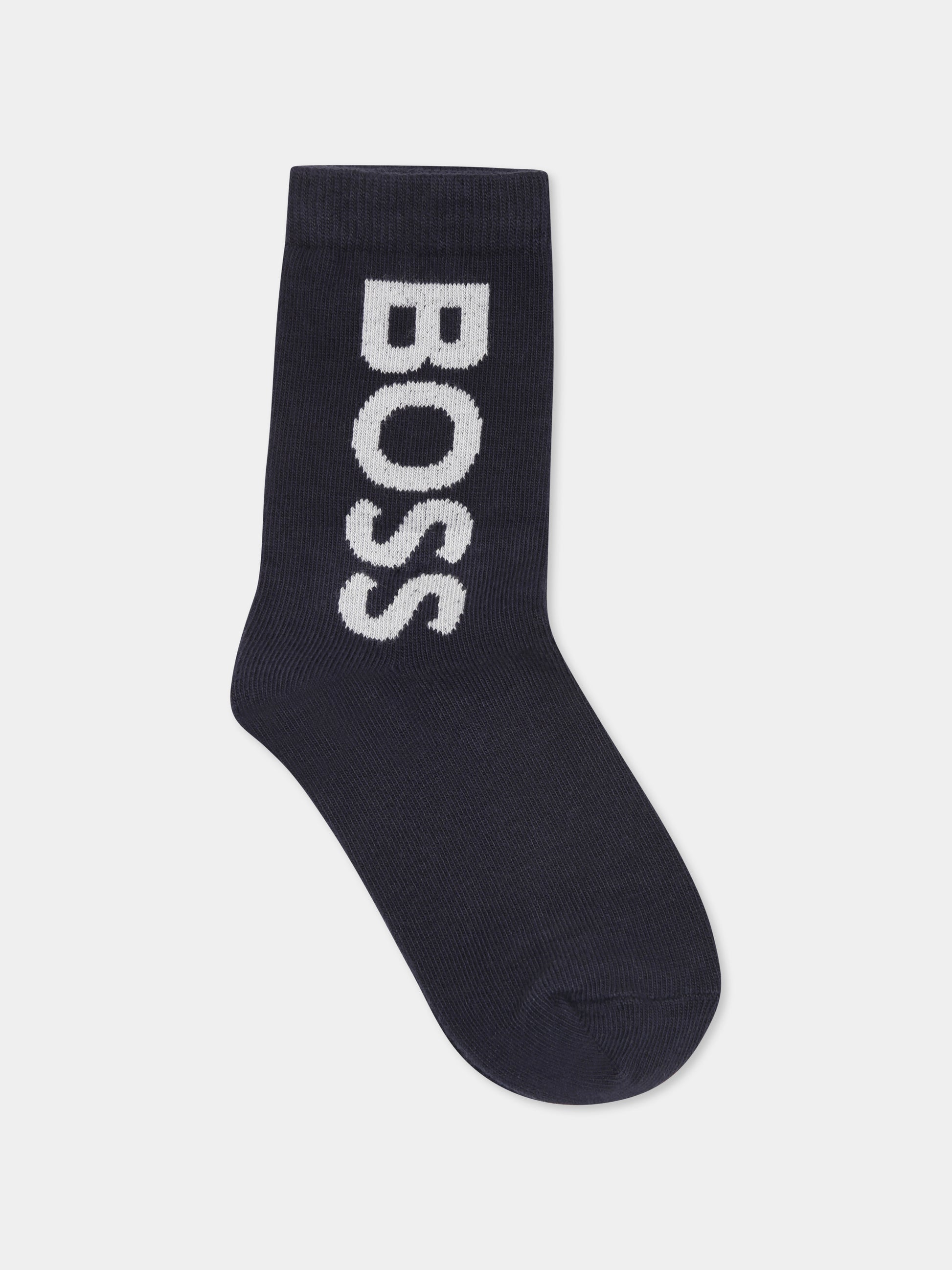 Set calze blu per bambino con logo,Boss,J51743 849