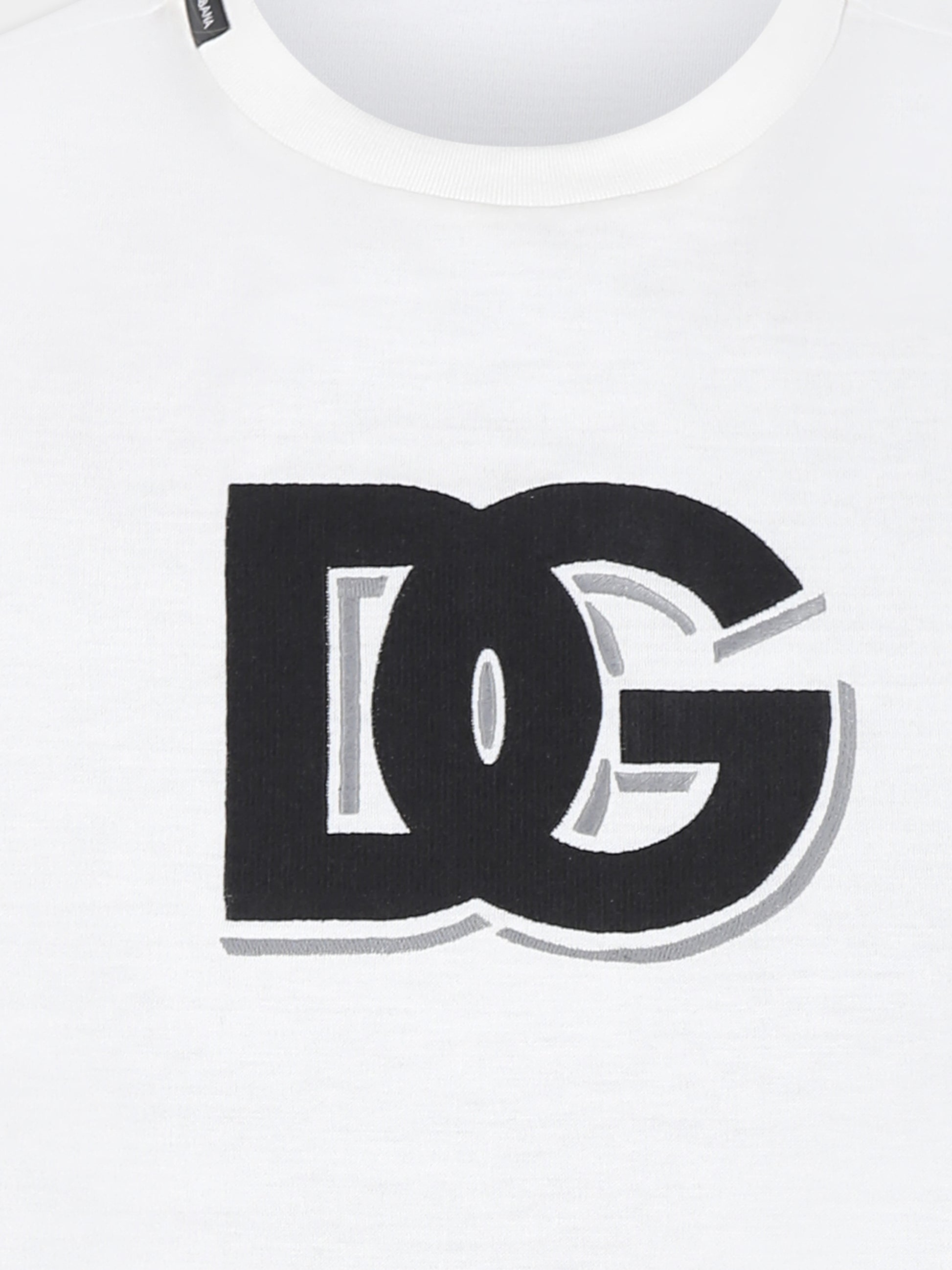 T-shirt bianca per bambini con logo DG,Dolce & Gabbana Kids,L4JTHV G7O0P W0111