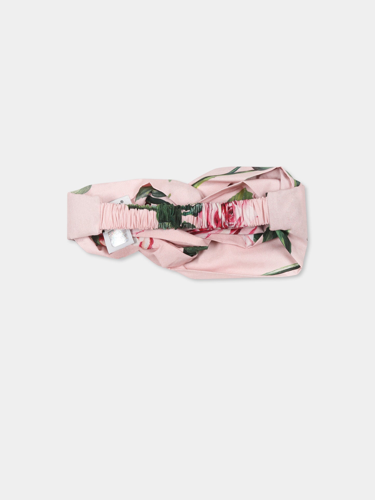 Pink headband  for girl with rose print