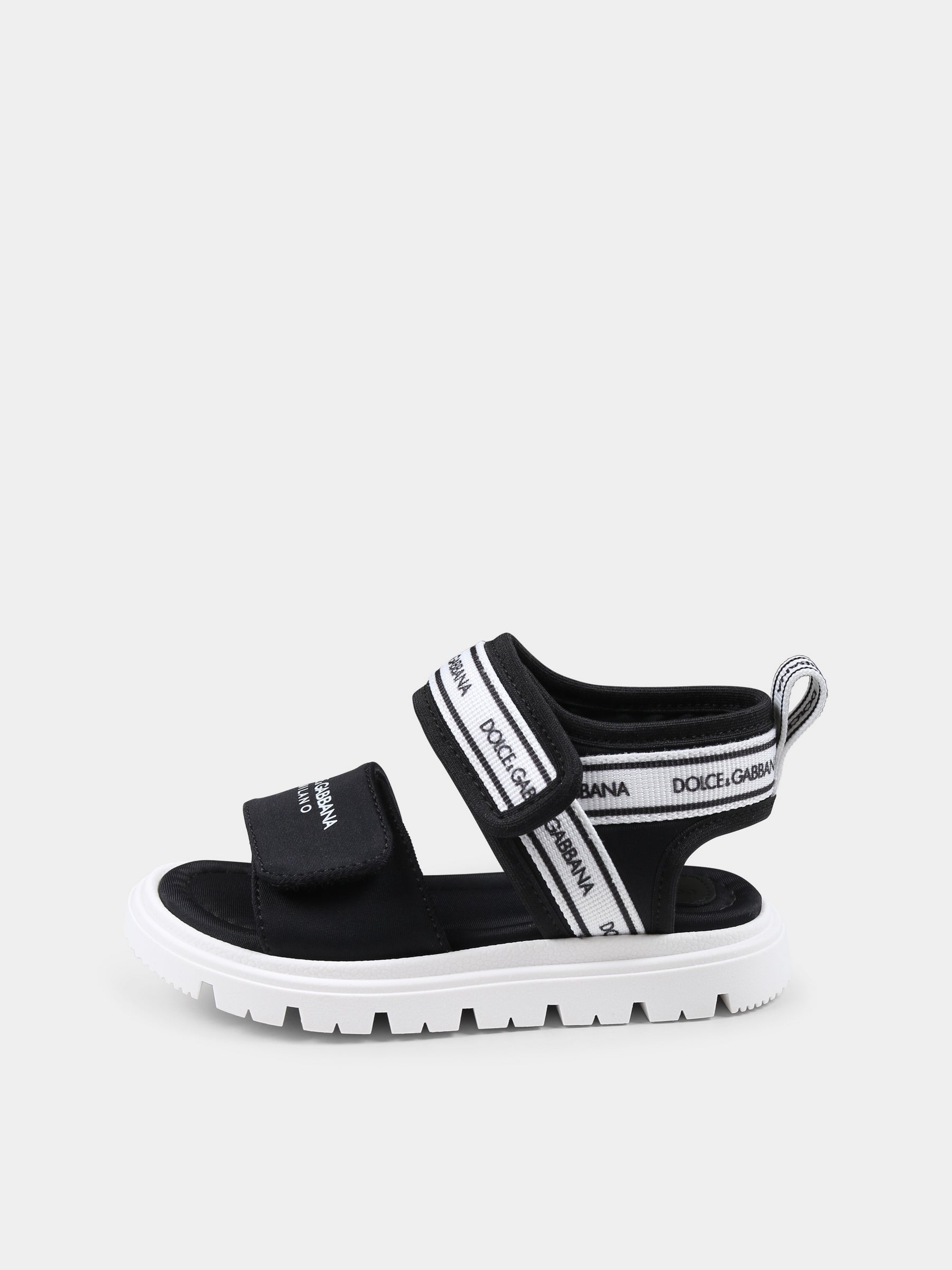 Sandali neri per bambini con logo,Dolce & Gabbana Kids,DL0082 AE928 89690