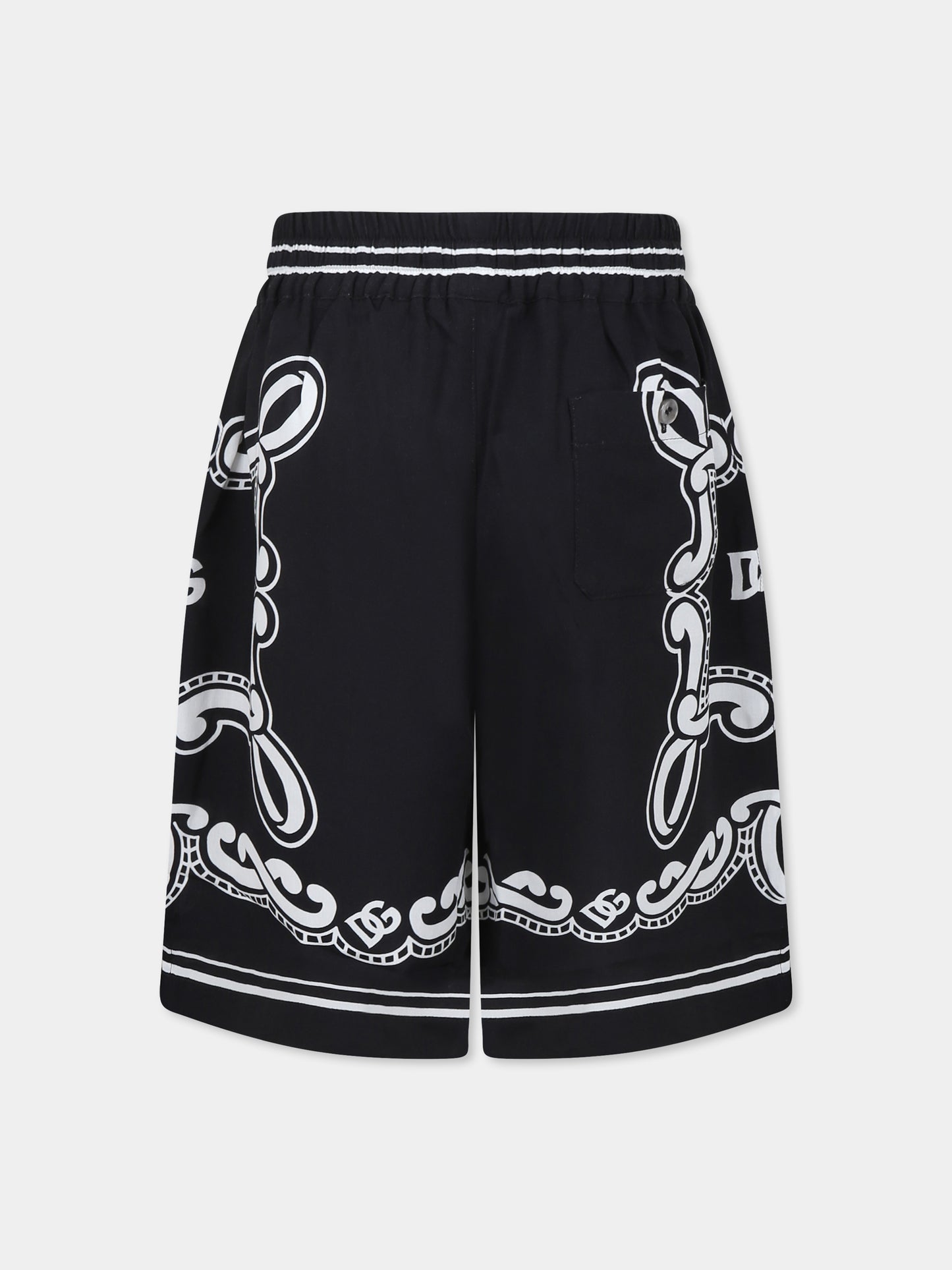 Shorts neri per bambino con stampa bandana,Dolce & Gabbana Kids,L43Q48 FP8F7 HN9RA