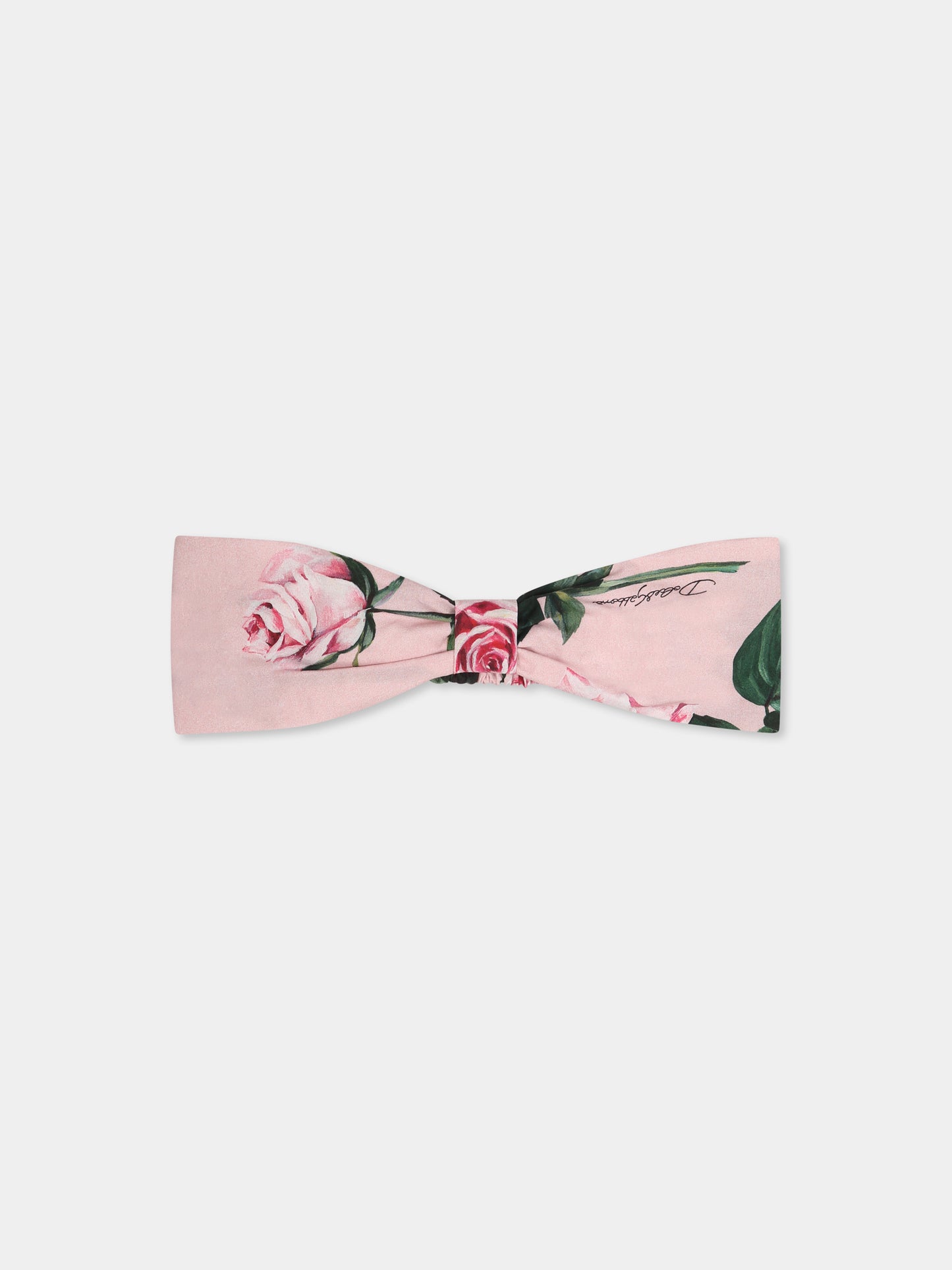 Pink headband  for baby girl with rose print