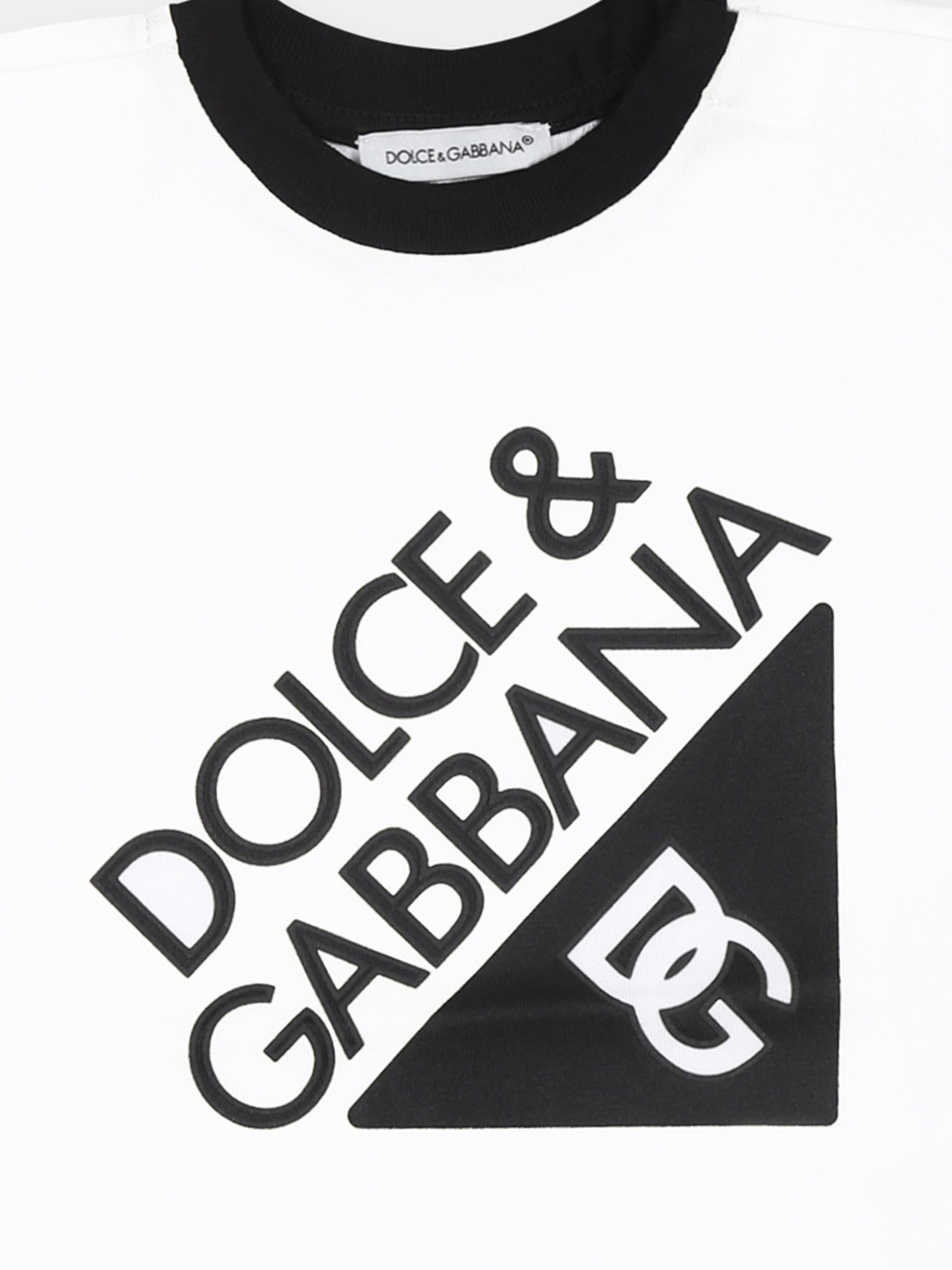 T-shirt bianca per neonati con logo,Dolce & Gabbana Kids,L1JT7W G7O6J W0800