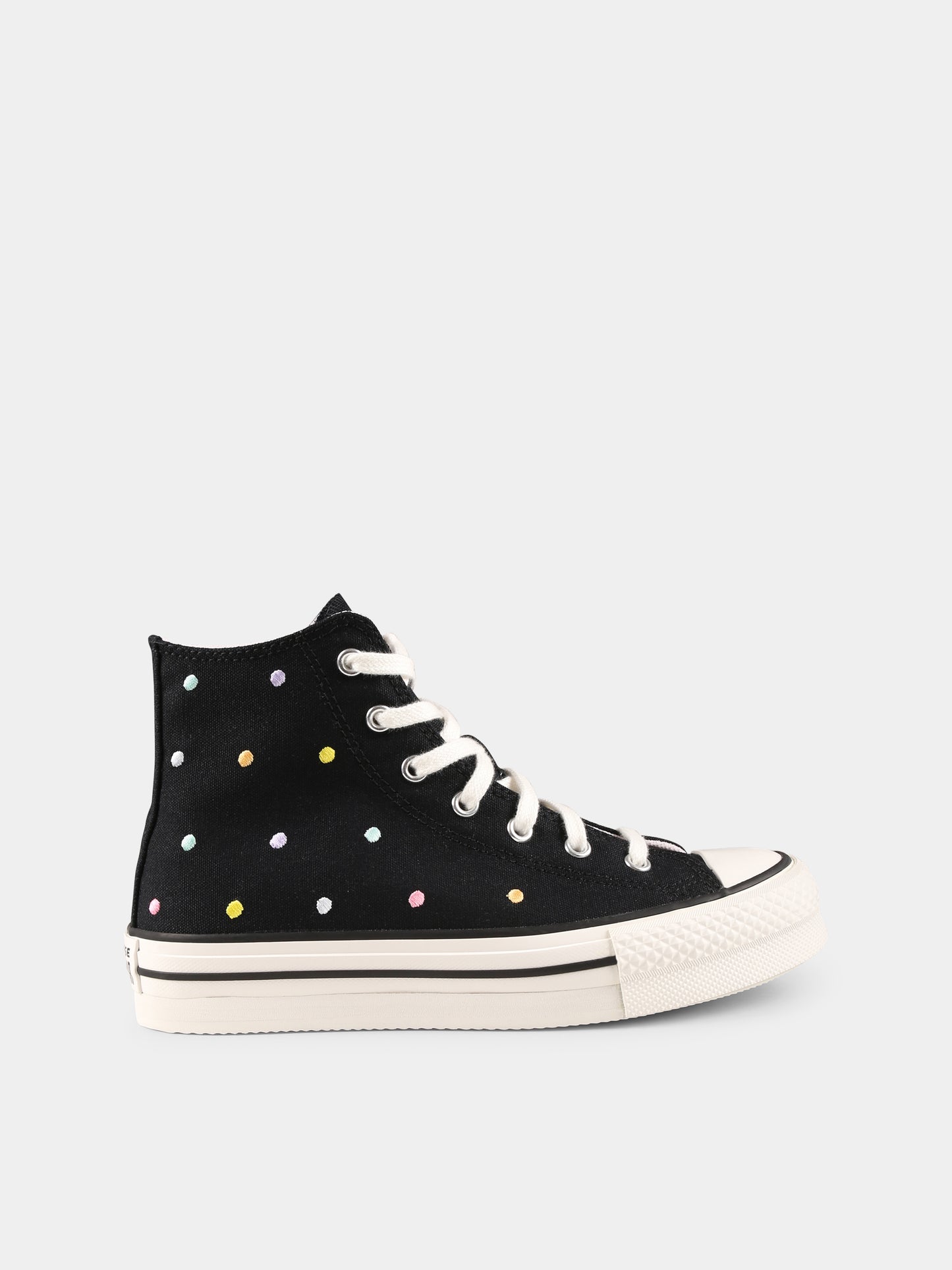 Sneakers Chuck Taylor All Star Eva Lift nere per bambina con pois,Converse,A12608C BLACK