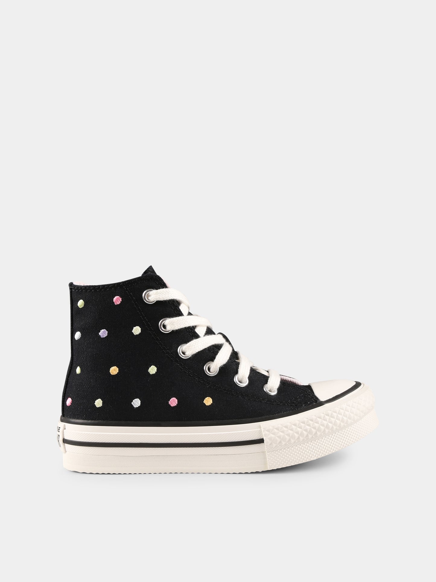 Sneakers Chuck Taylor All Star Eva Lift nere per bambina con pois,Converse,A12609C BLACK