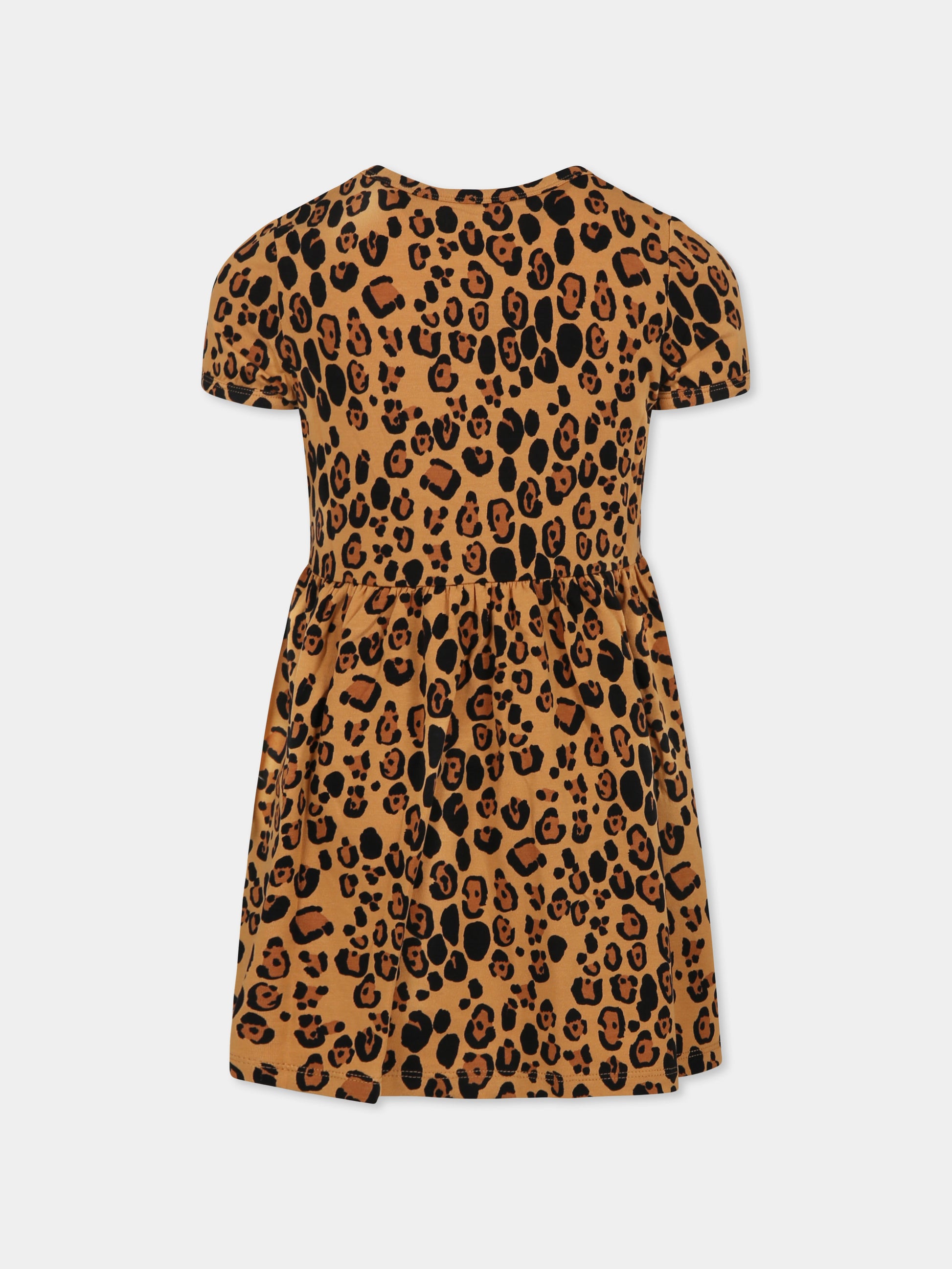 Vestito beige per bambian con stampa maculata,Mini Rodini,1000008213