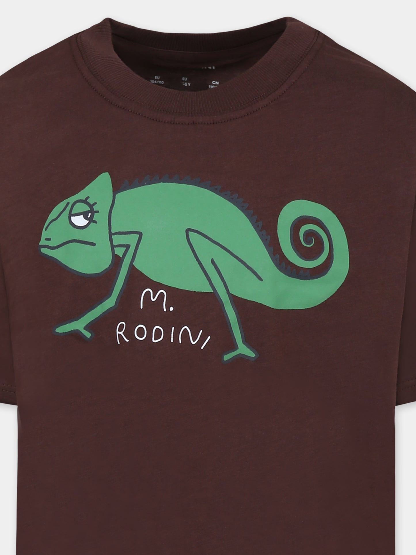 T-shirt marrone per bambino con camaleonte,Mini Rodini,2522015916
