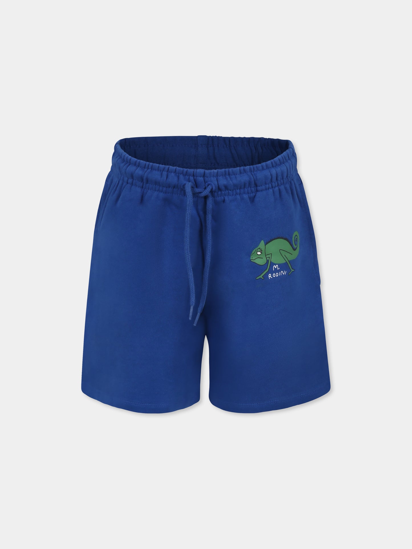 Shorts blu per bambino con camaleonte,Mini Rodini,2523015460