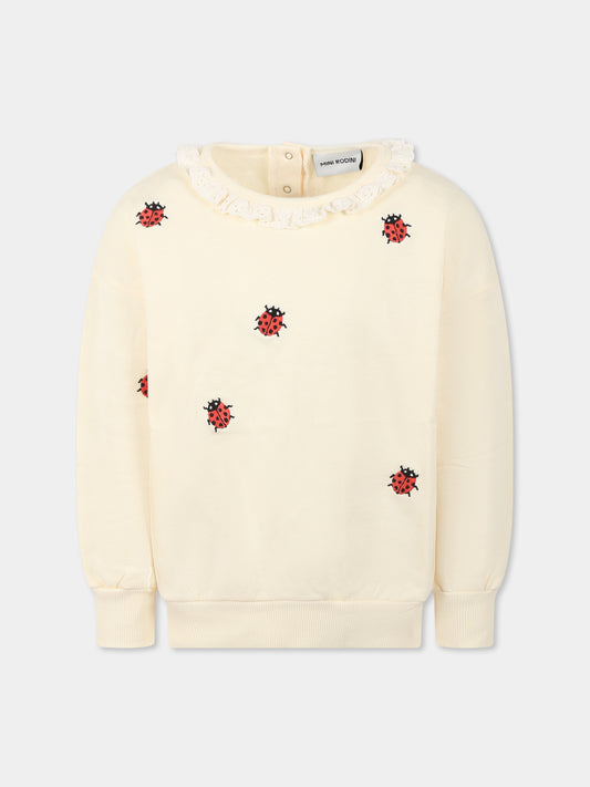 Felpa avorio per bambina con coccinelle,Mini Rodini,2522010711