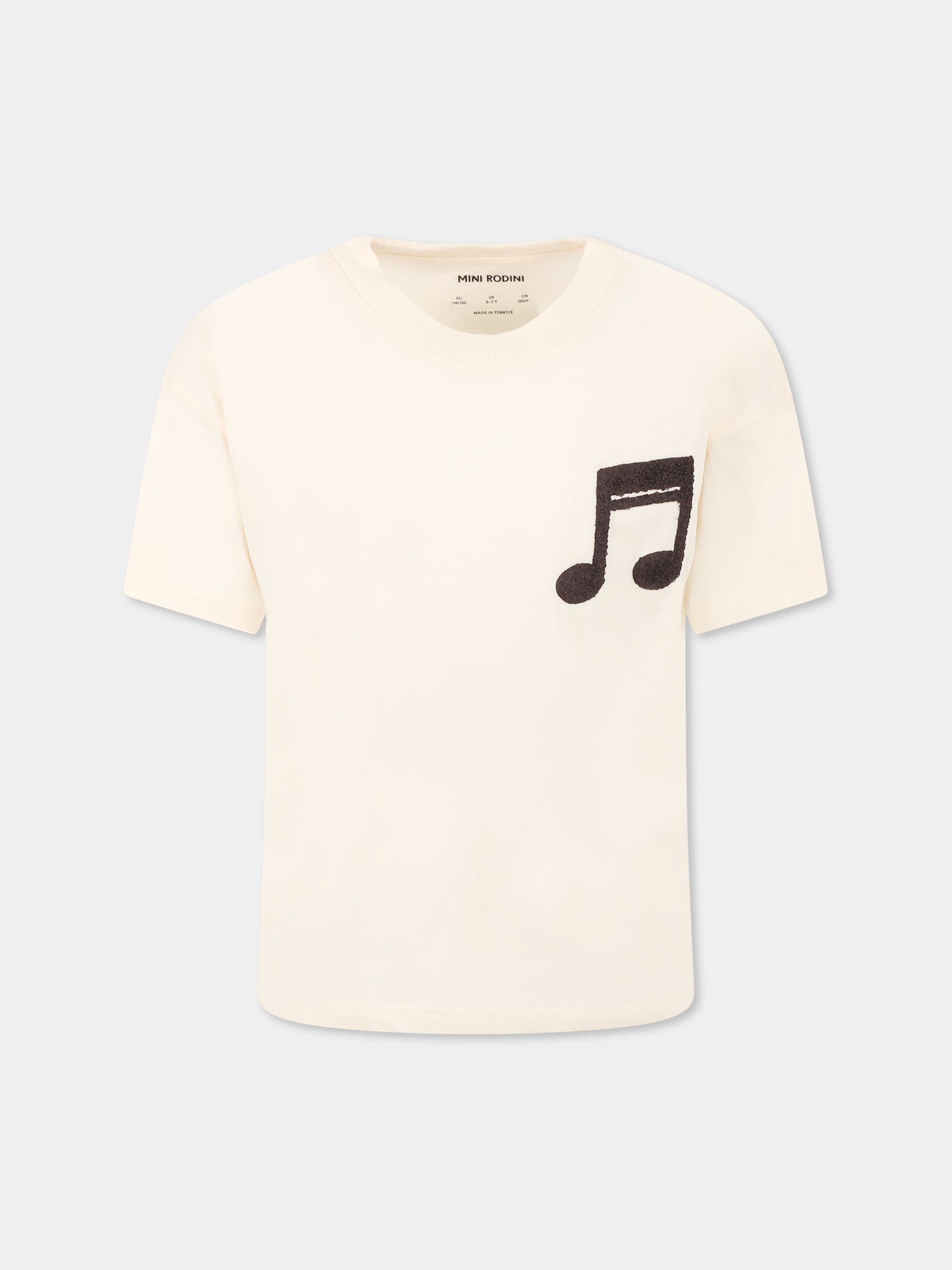 T-shirt avorio per bambini con nota musicale,Mini Rodini,2522011711